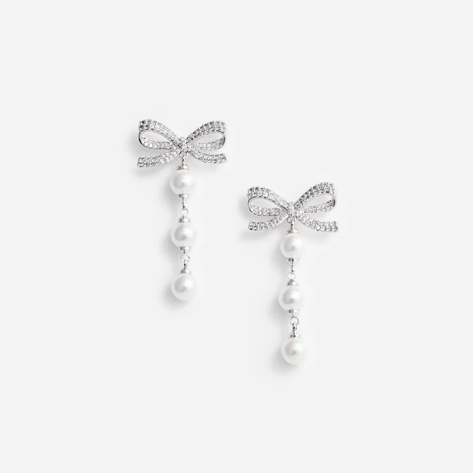 Self Portrait Bow Tiered Pearl Ohrringe Silber