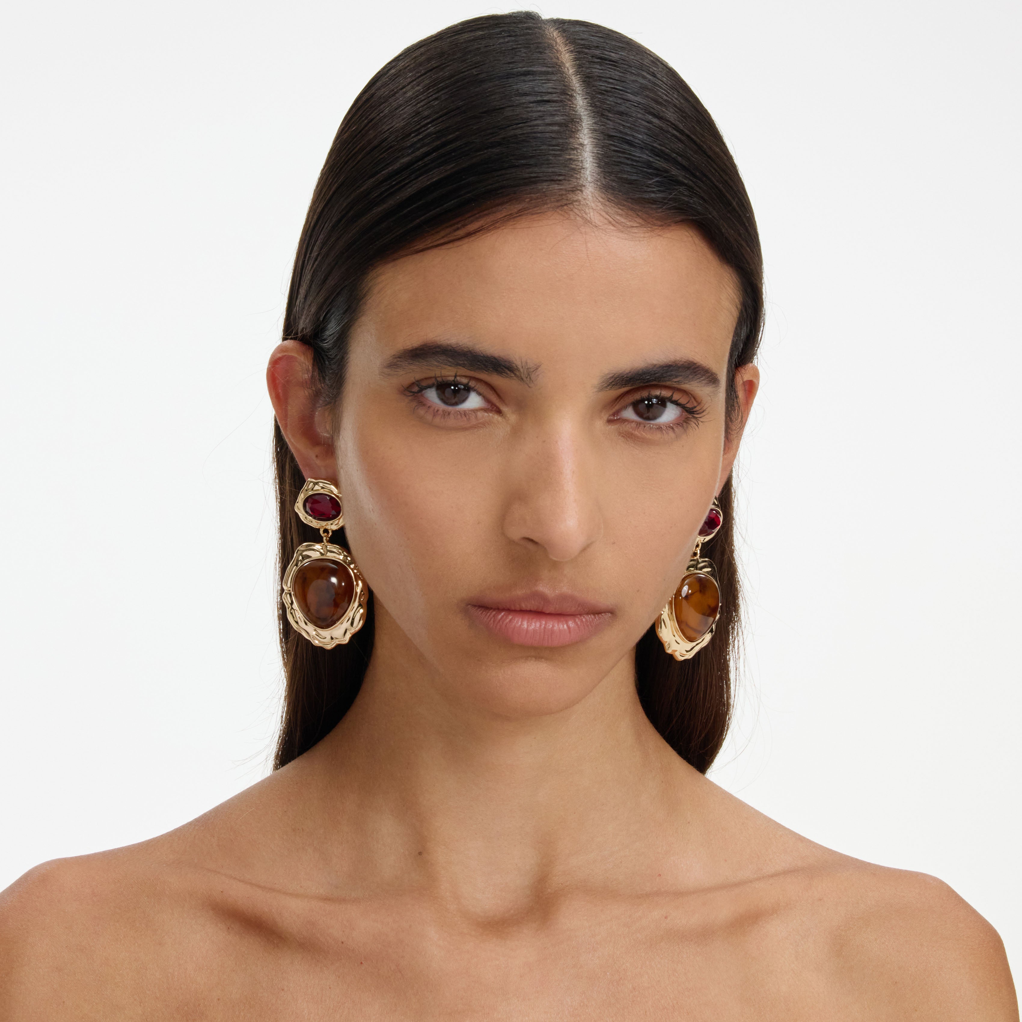 Self Portrait Mottled Gold Multi Tiered Ohrringe Gold