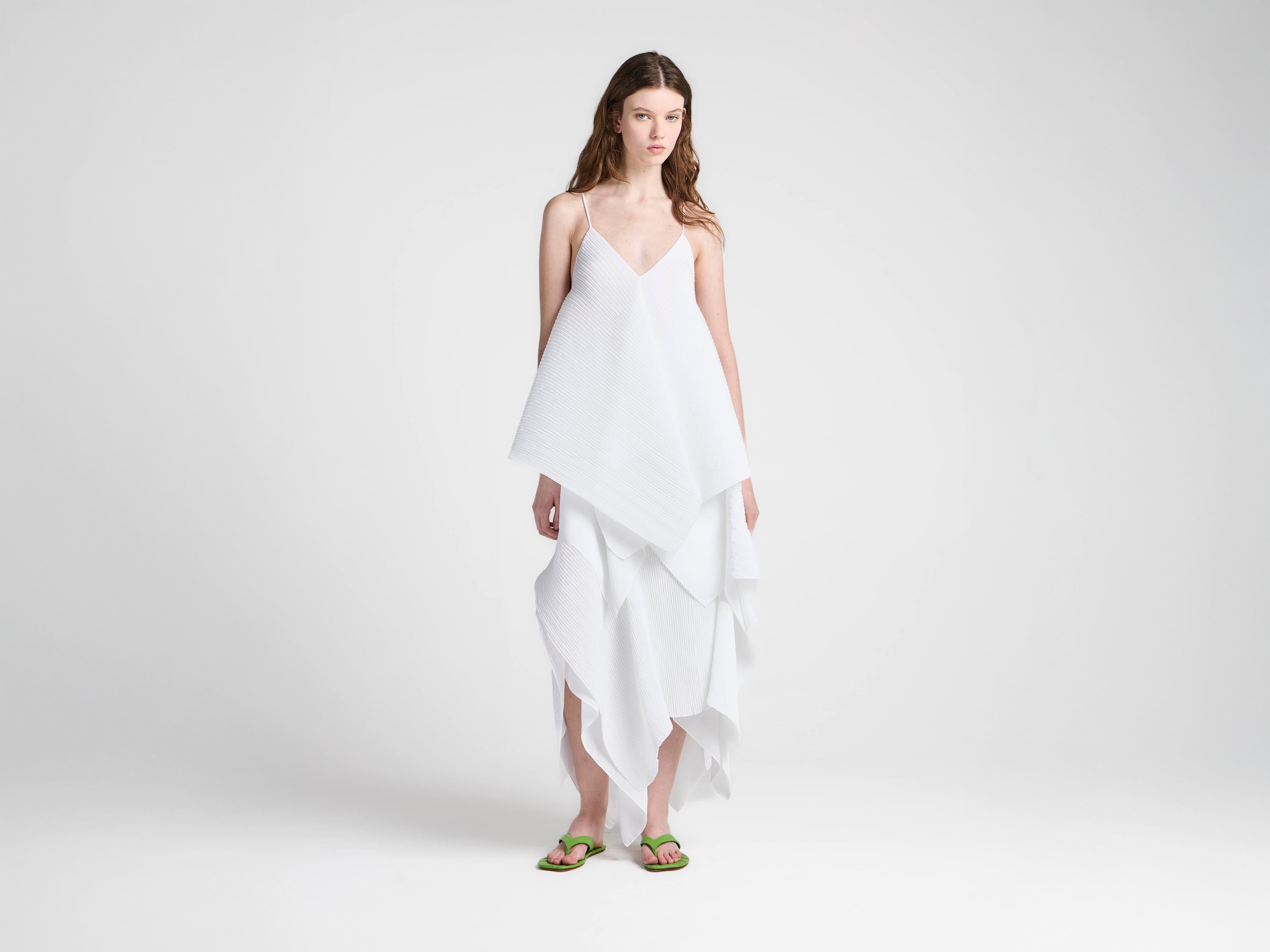J.W.Anderson Asymmetric Pleated Top Top Damen weiß Plissee