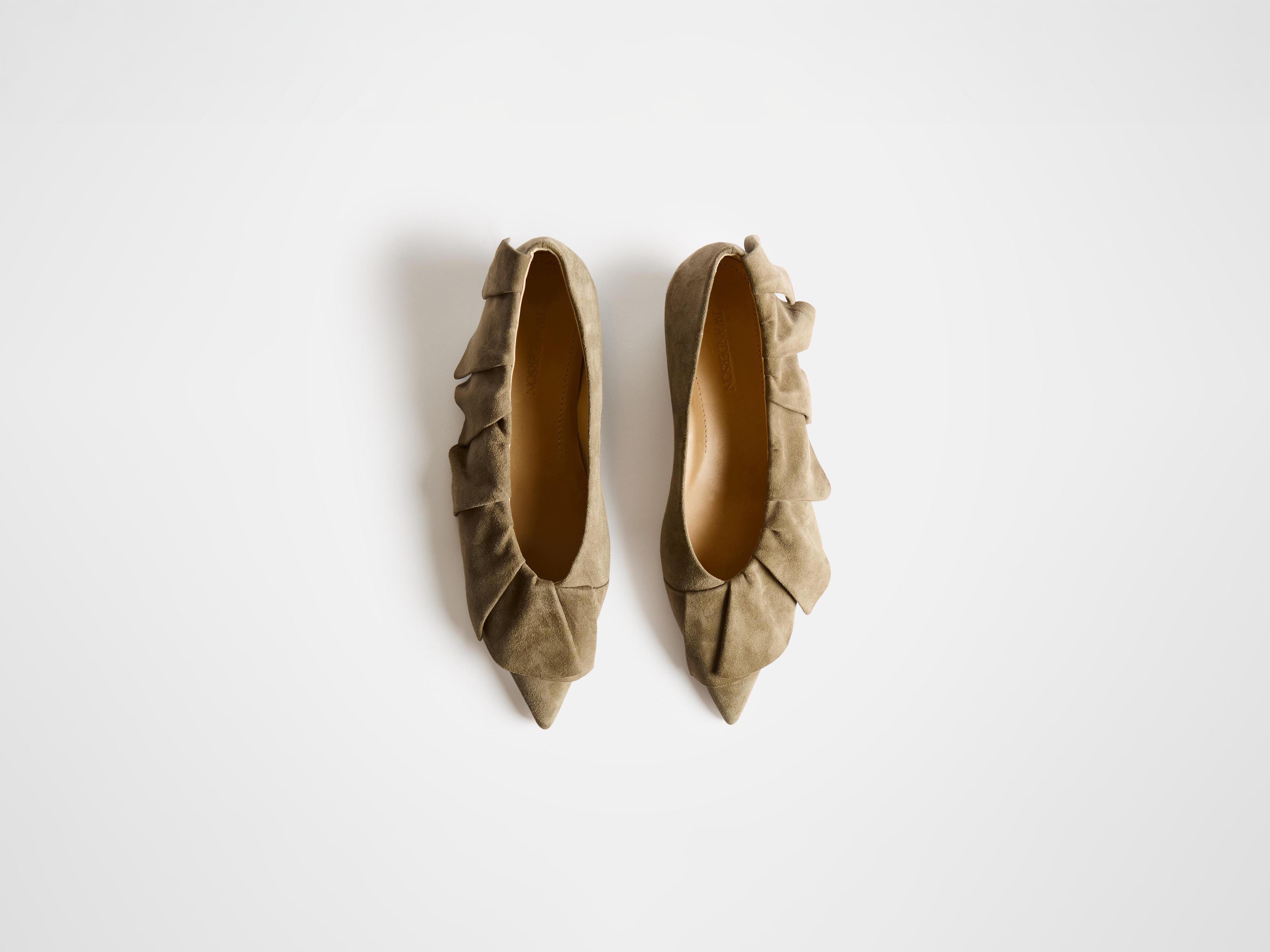 J.W.Anderson Ruffle Ballerina Ballerinas Grau Ziegenvelours