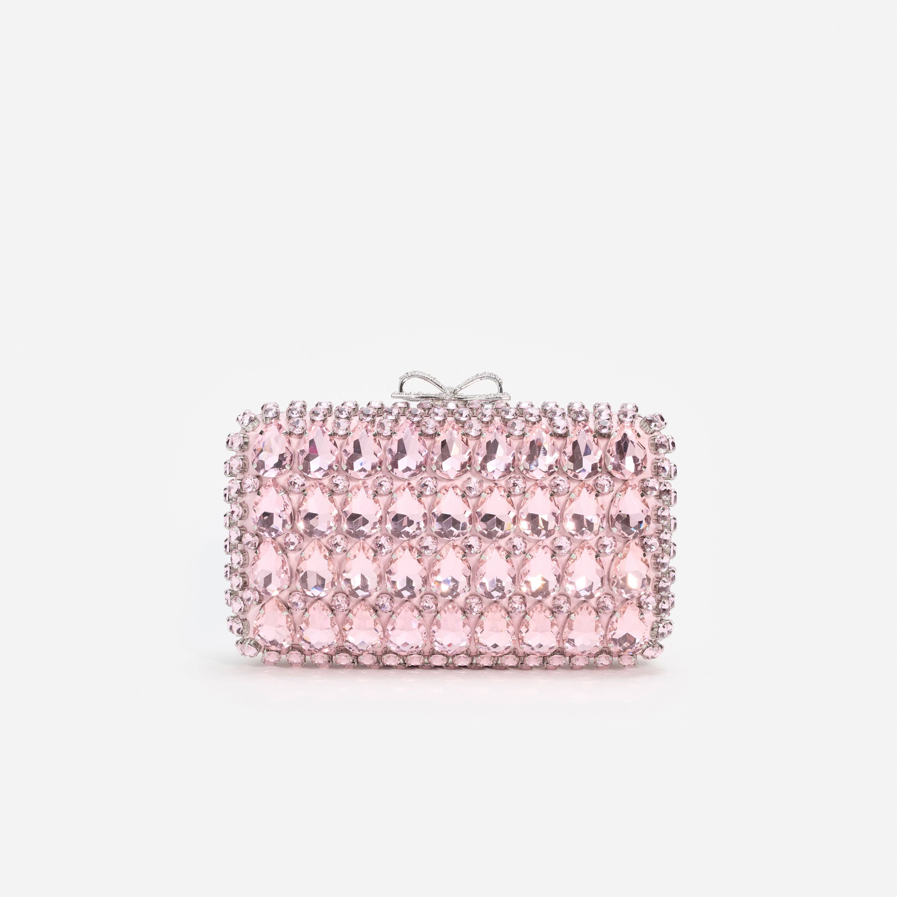 Self Portrait Pink Satin Crystal Clutch Abendtasche rosa Mini