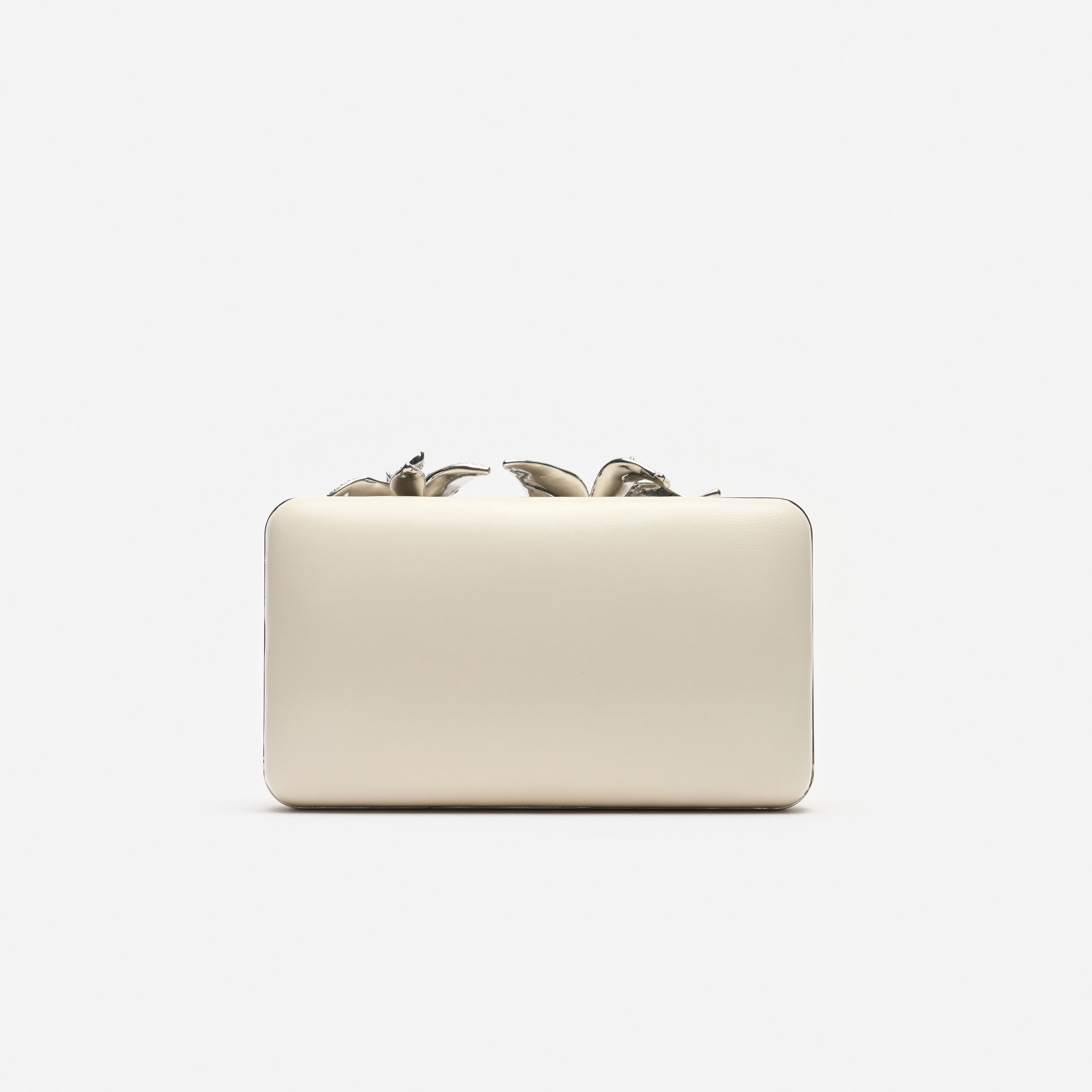 Self Portrait Creme Leder Clutch Blume One Size