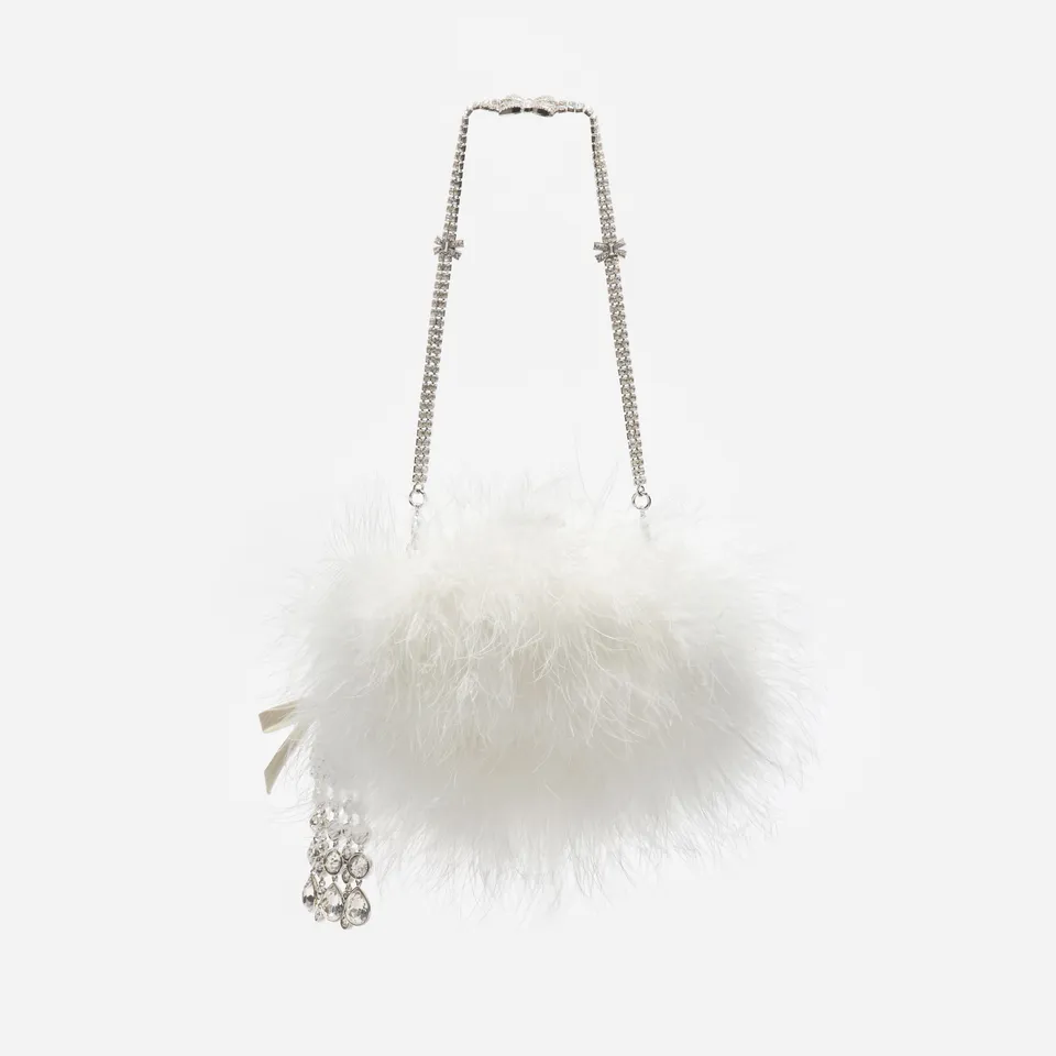 Self Portrait Cream Feather Clutch Feder One Size