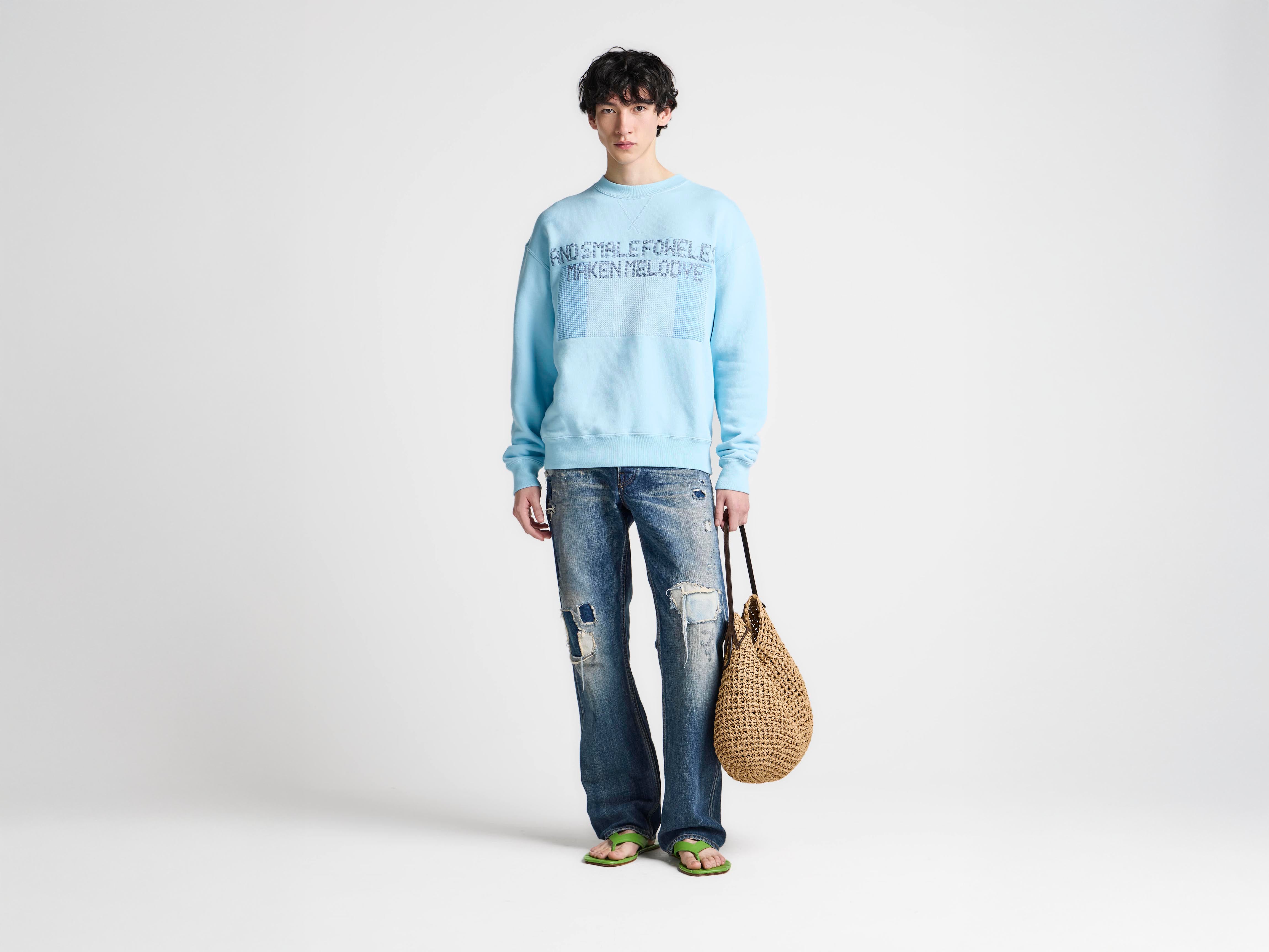 J.W.Anderson Painted Birds Sweatshirt Sky Blue Baumwolle