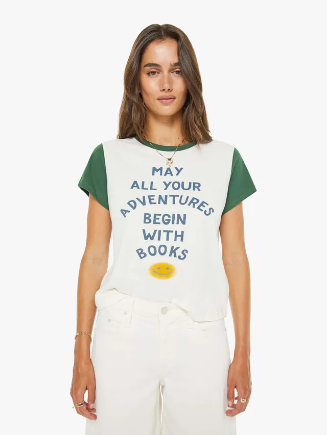 Mother Goodie Goodie Ringer T-Shirt Book Adventures Weiss