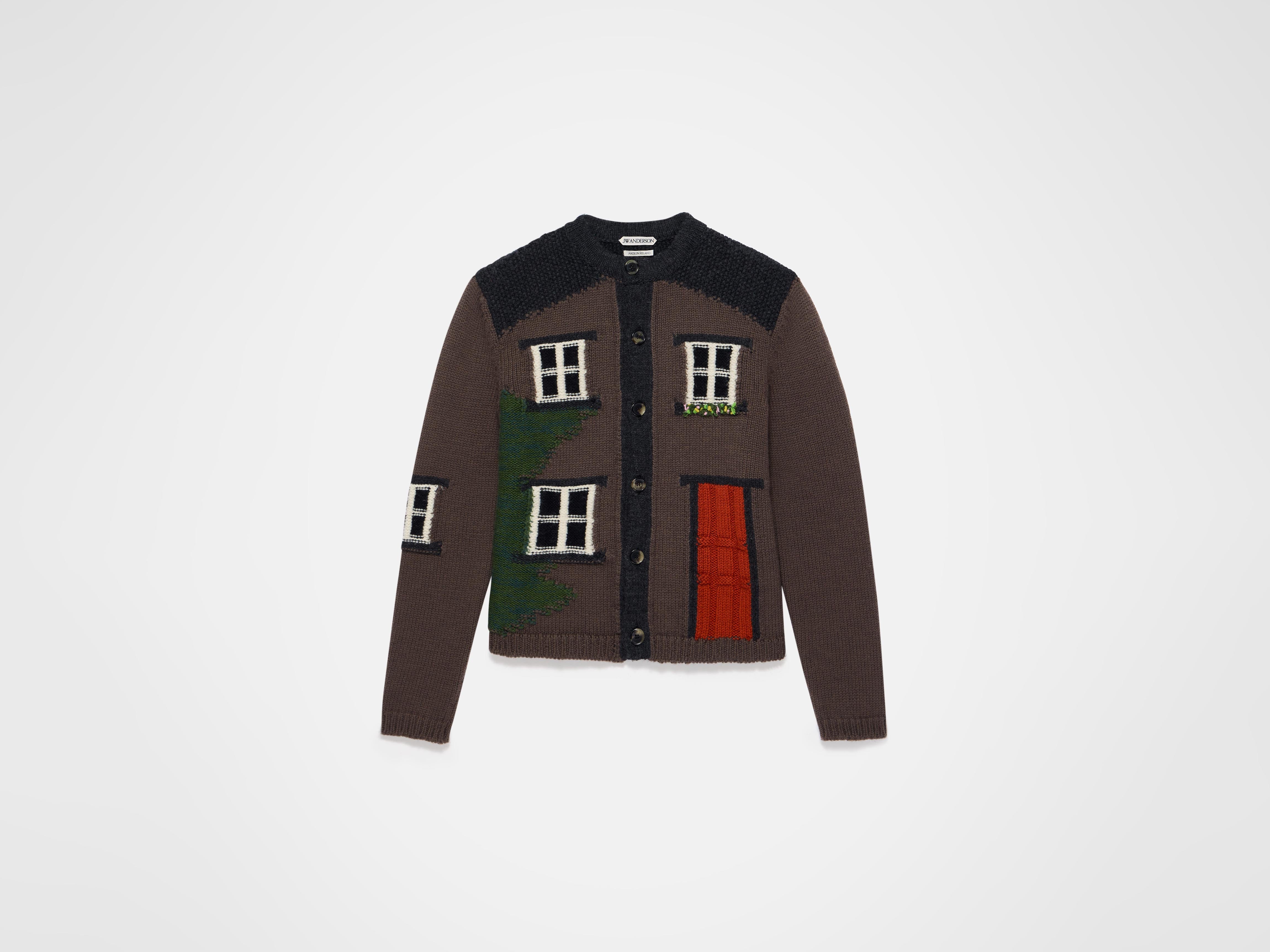 J.W.Anderson Knitwear House Polo Cardigan Chestnut Braun