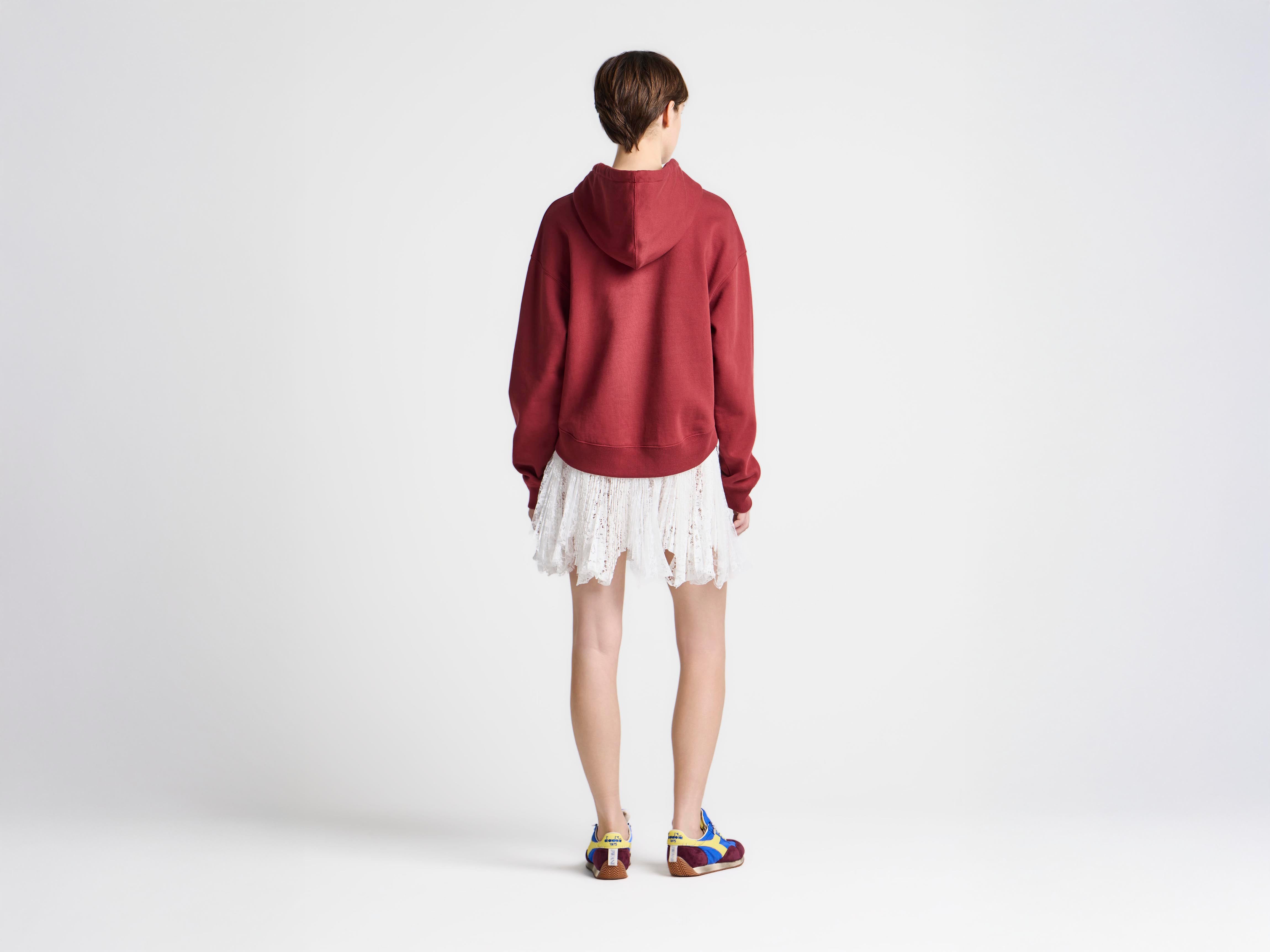 J.W.Anderson Hoodies Curved Hem Hoodie Burgundy Bordeaux