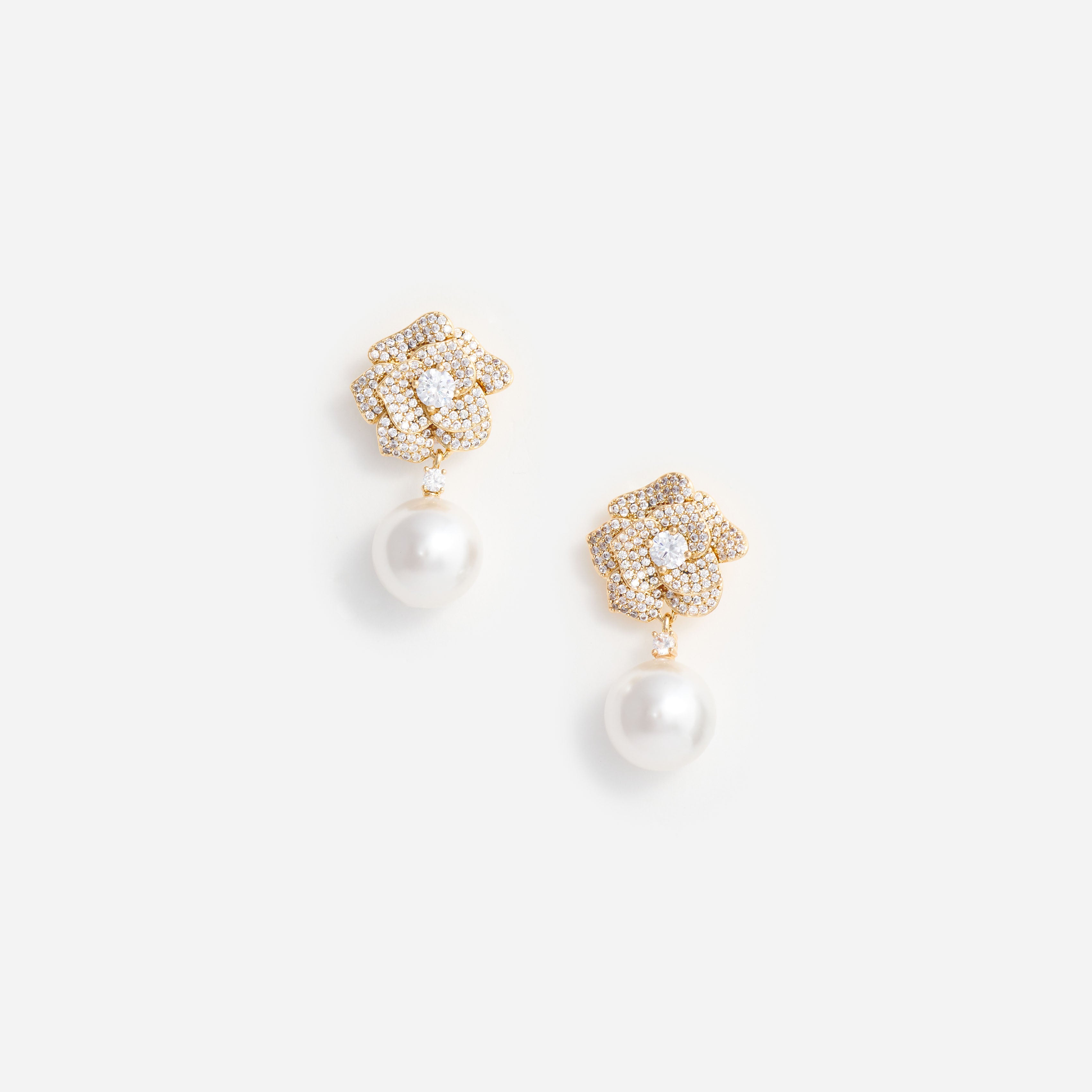 Self Portrait Mini Gold Crystal Flower Pearl Ohrringe Gold