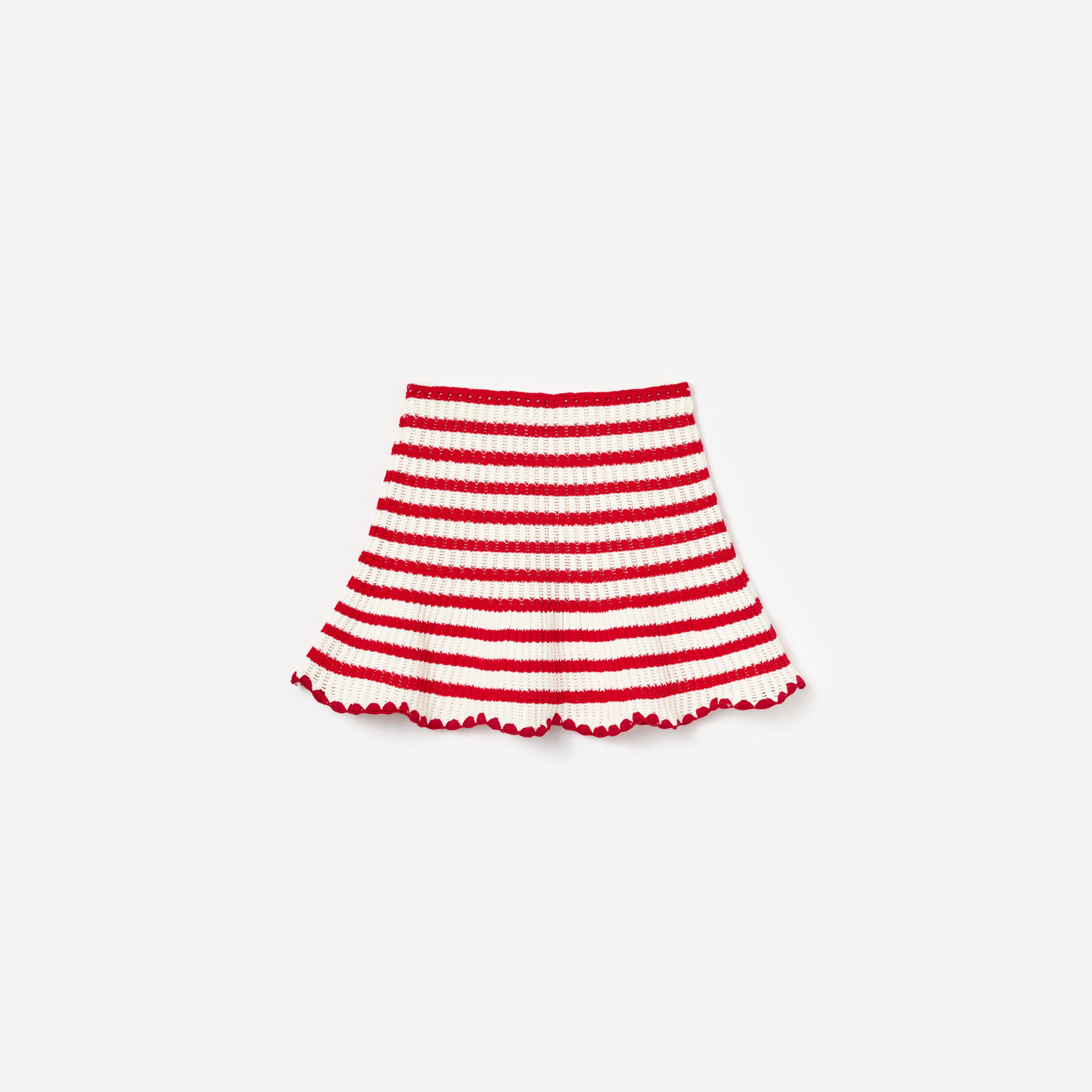 Self Portrait Stripe Strickrock Creme Rot Kinder