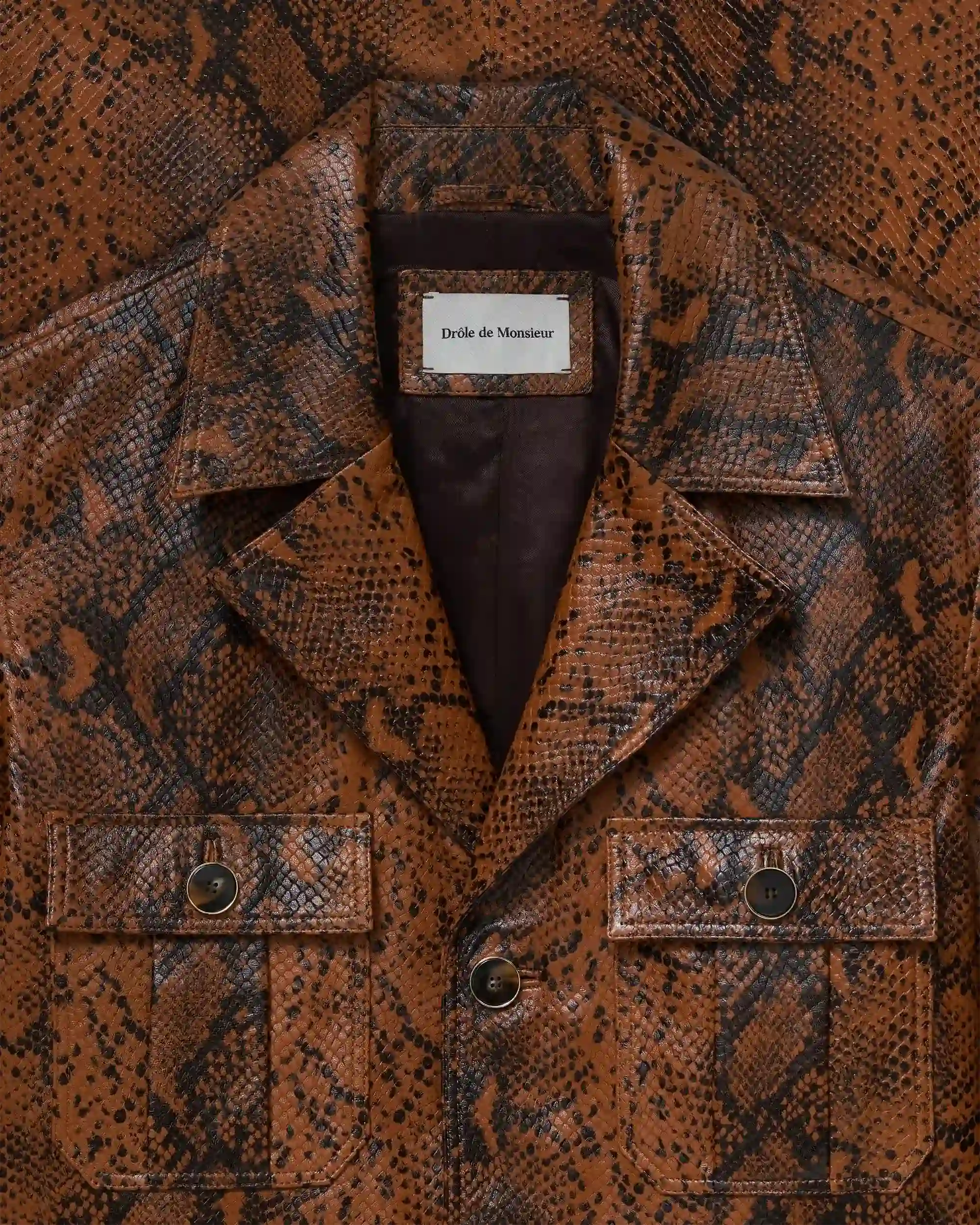 Drôle De Monsieur Veste Cuir Python Lederjacke Braun