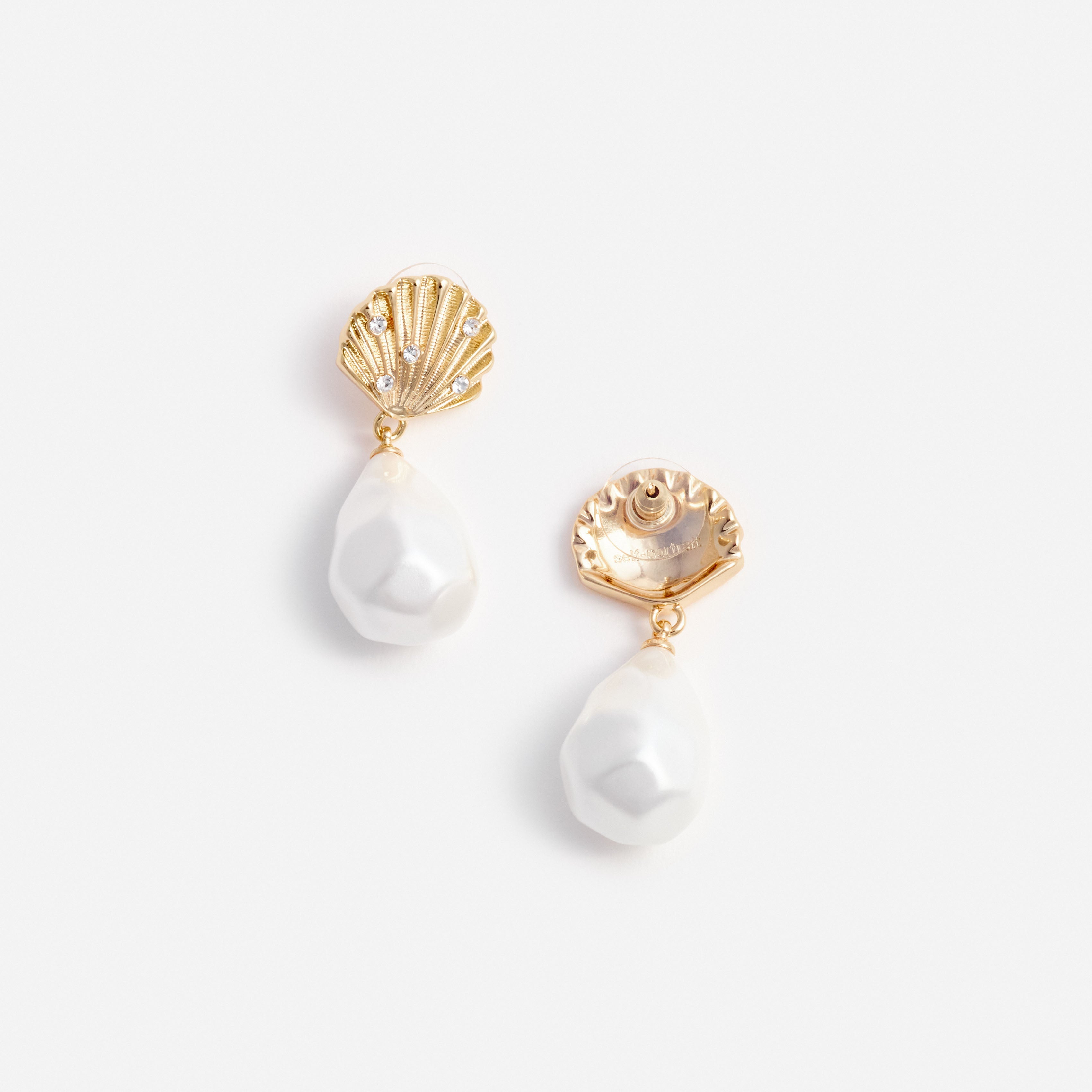 Self Portrait Tiered Shell Ohrringe Gold Creme