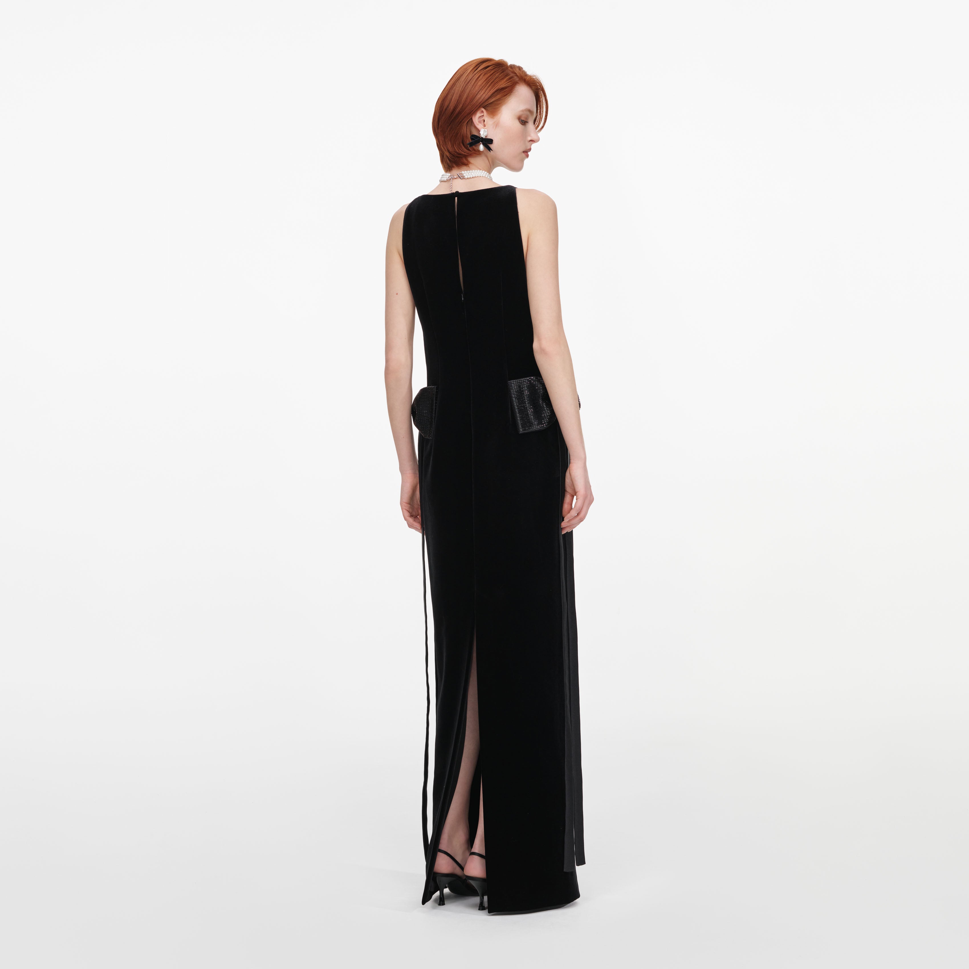 Self Portrait Black Velvet Maxikleid Schwarz Samt