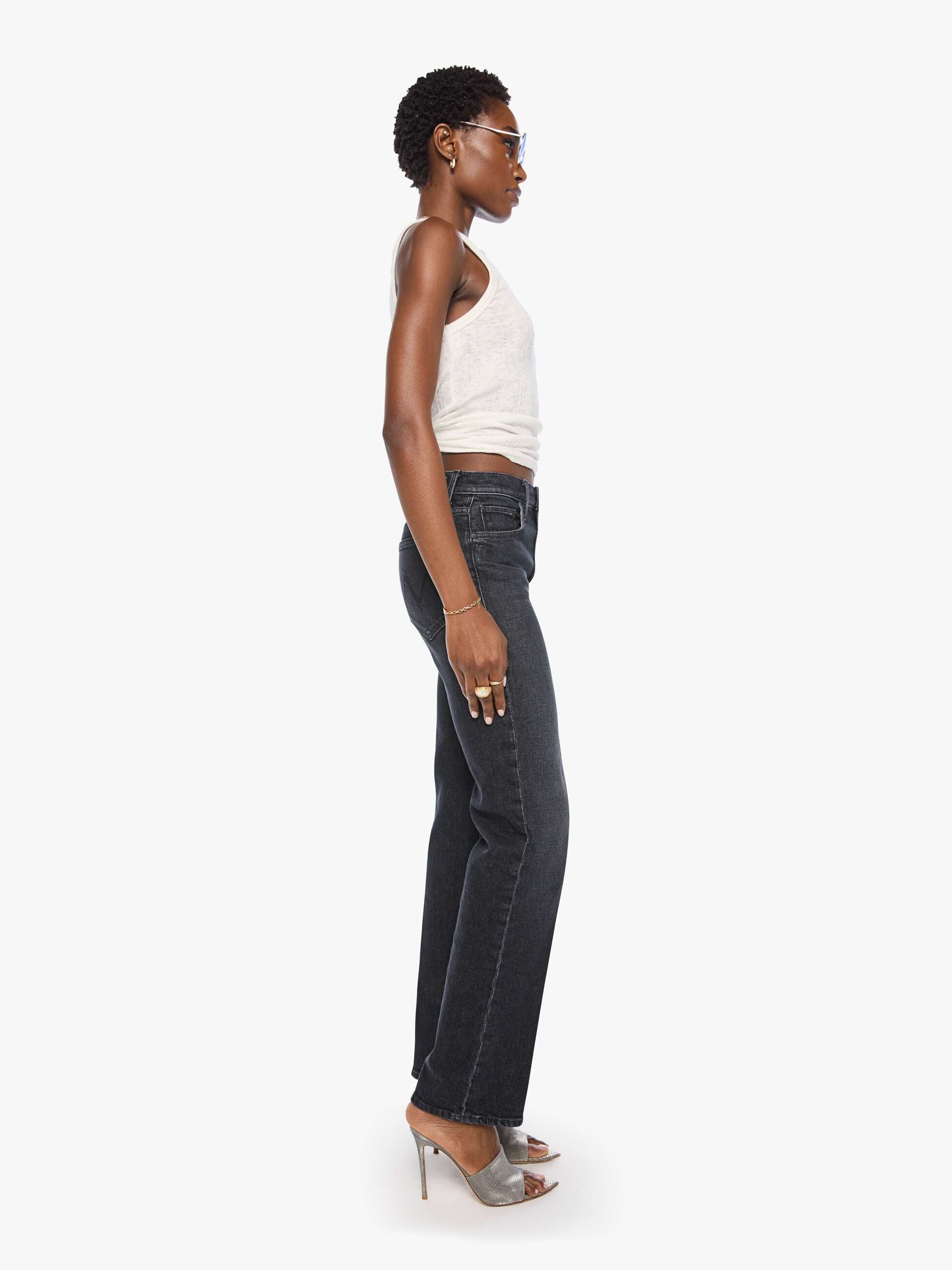 Mother Rambler Zip Sneak Jeans Riding The Milkyway schwarz