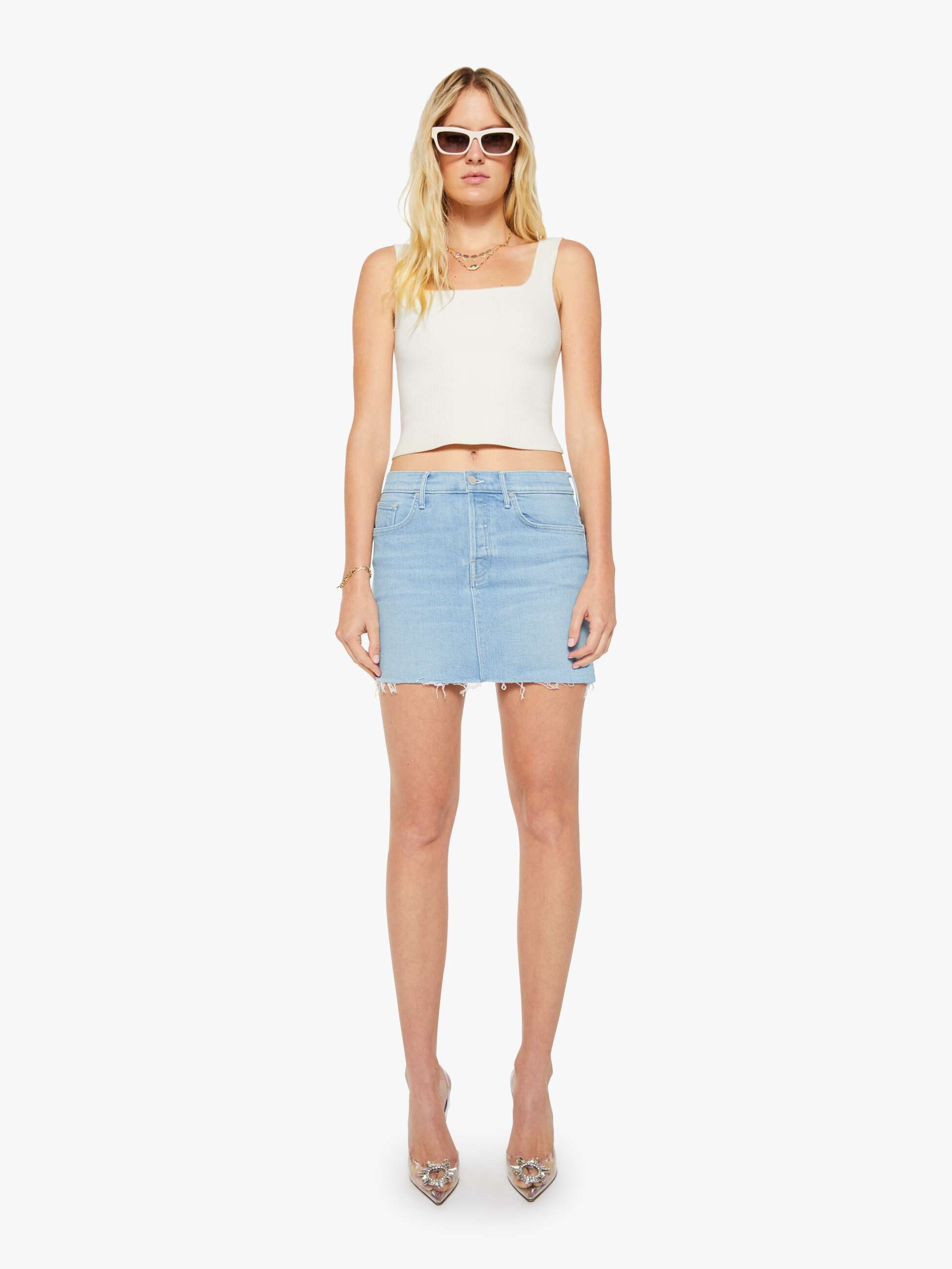 Mother The Vagabond Mini Jeansrock Sauced By Six Hellblau