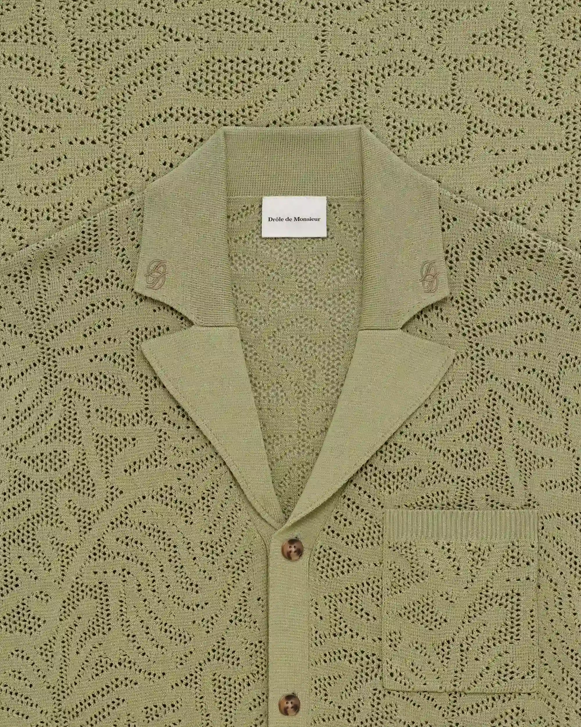Drôle De Monsieur Chemise Maille Dentelle Hemd Khaki Baumwolle