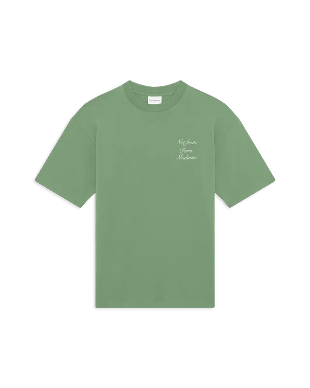 Drôle De Monsieur Slogan Calligraphy T-Shirt Hellgrün Baumwolle