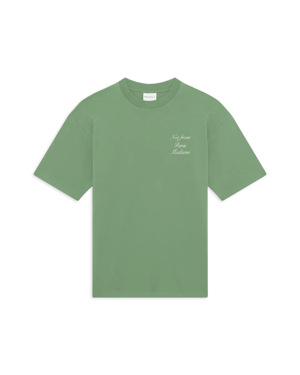 Drôle De Monsieur Slogan Calligraphy T-Shirt Hellgrün Baumwolle