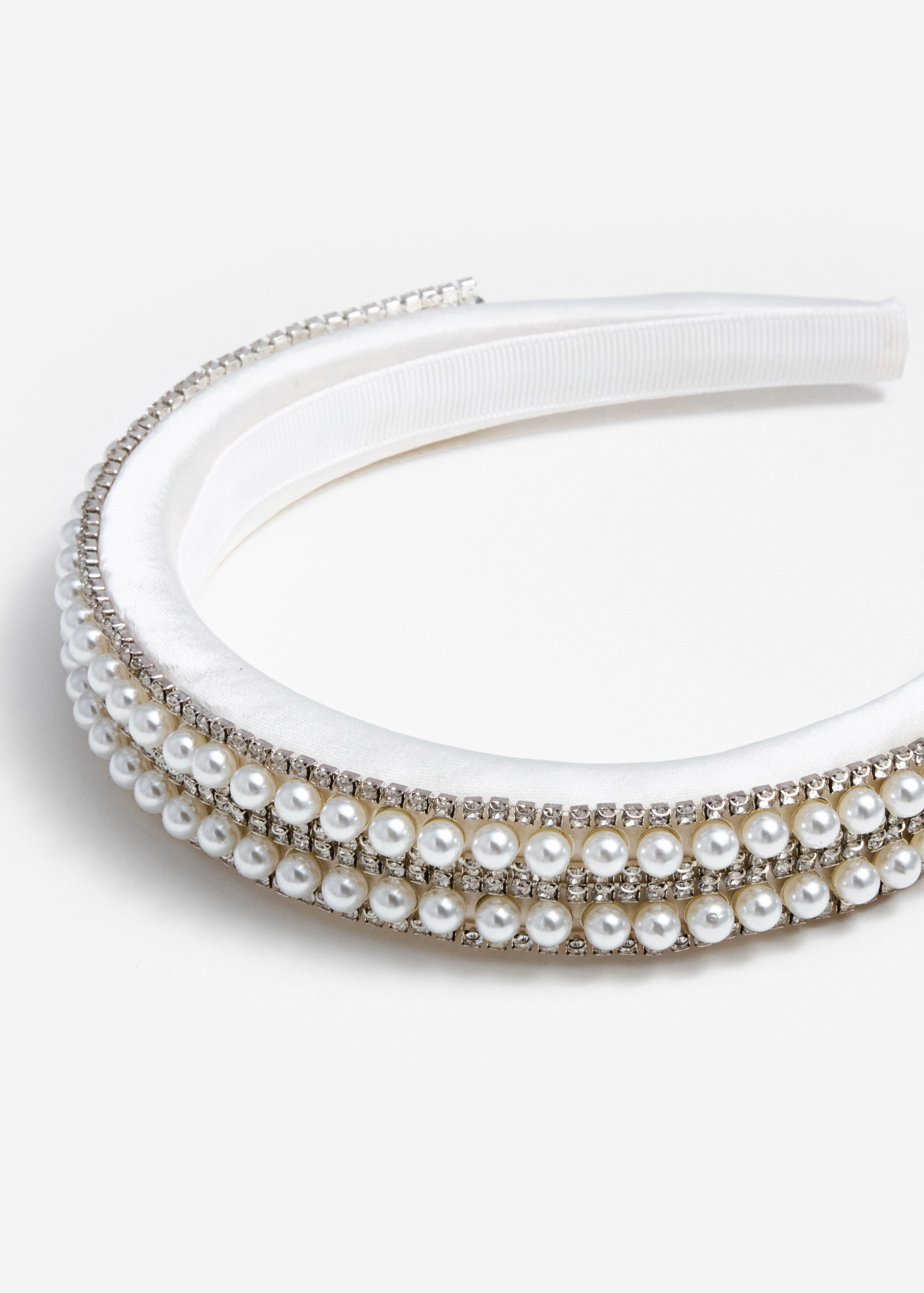 Self Portrait Hair Accessories Crystal Pearl Haarreif Creme One Size