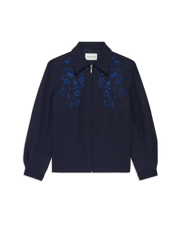 Drôle De Monsieur Straight Embroidery Jacke Navy Polyester