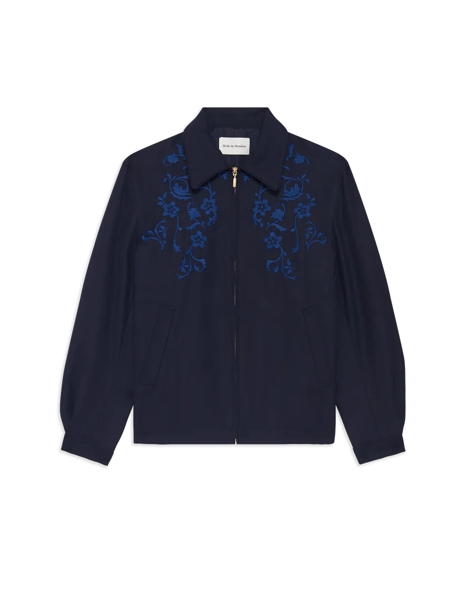 Drôle De Monsieur Straight Embroidery Jacke Navy Polyester