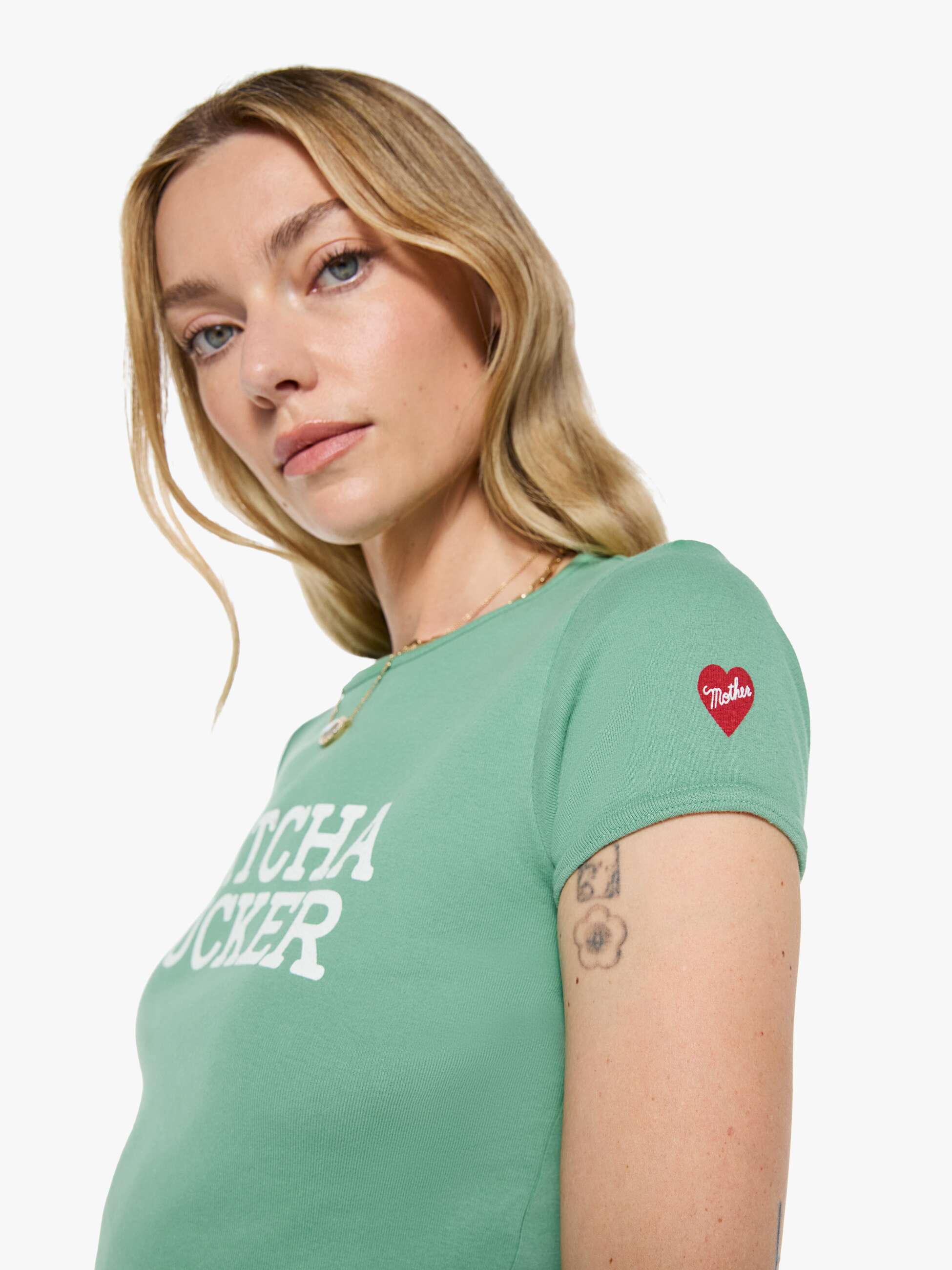 Mother The Itty Bitty Ringer T-Shirt Matcha Grün cropped