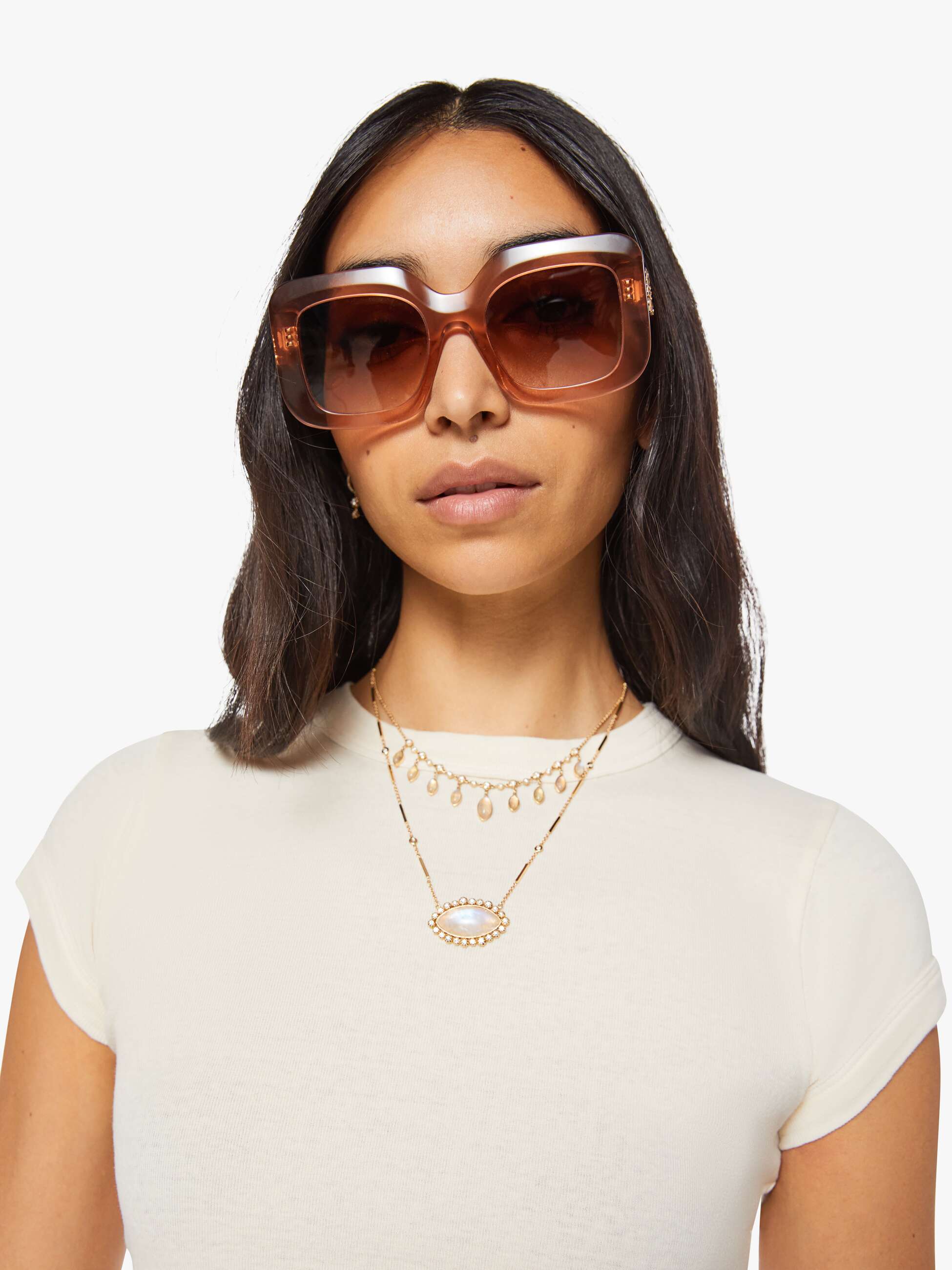 Mother Itty Bitty Ringer Crop Top Antique White kurz