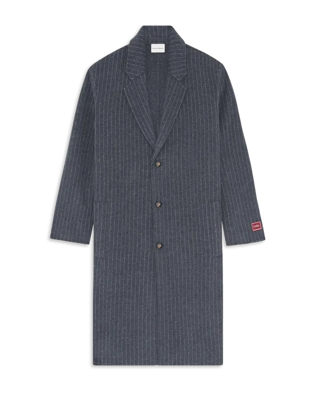 Drôle De Monsieur Pinstripe Mantel Dunkelgrau Wolle
