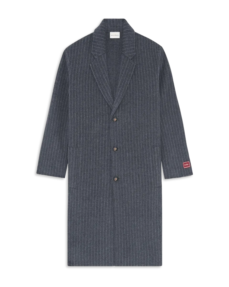 Drôle De Monsieur Pinstripe Mantel Dunkelgrau Wolle