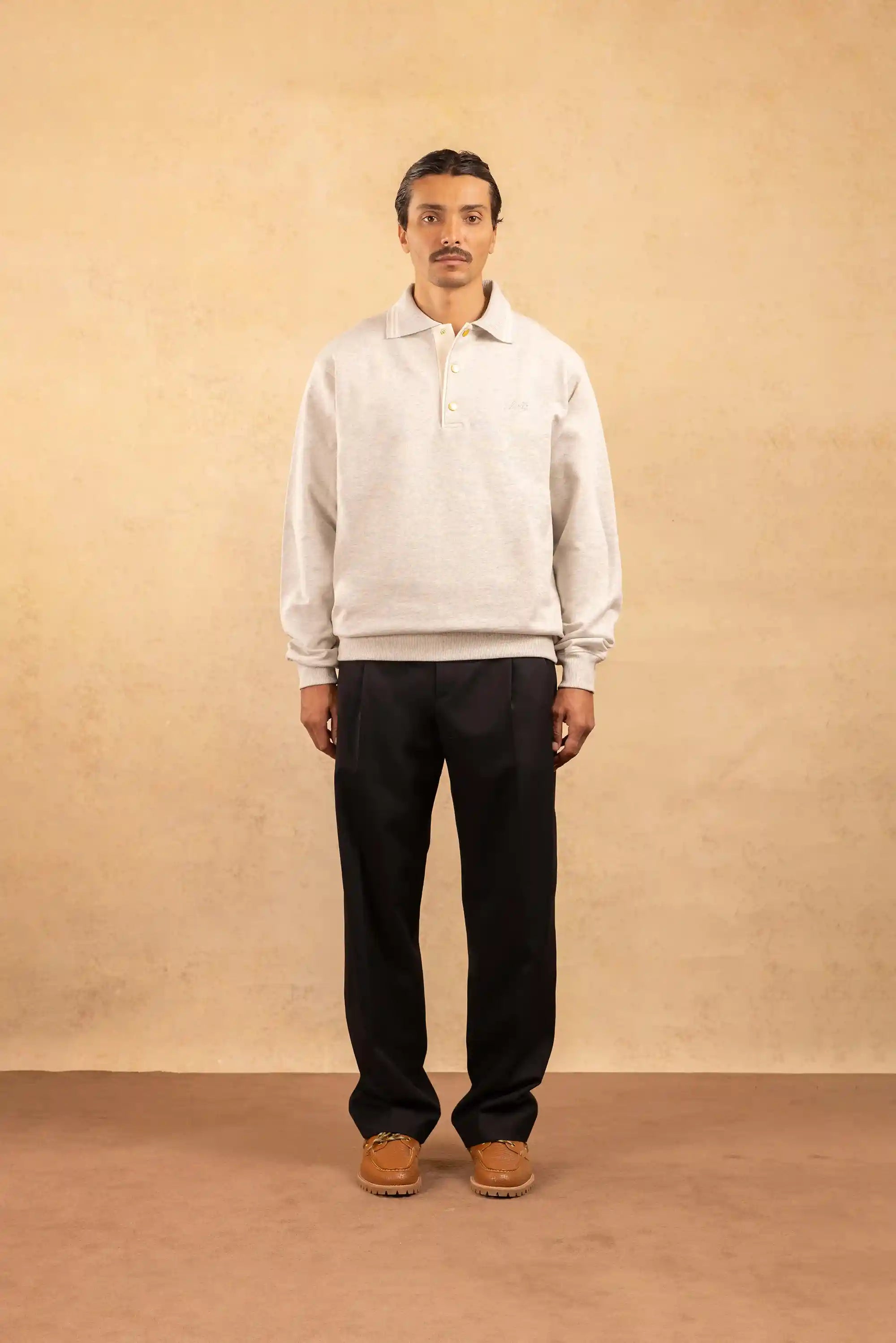 Drôle De Monsieur Le Polo Drôle Polohemd Grau Baumwolle