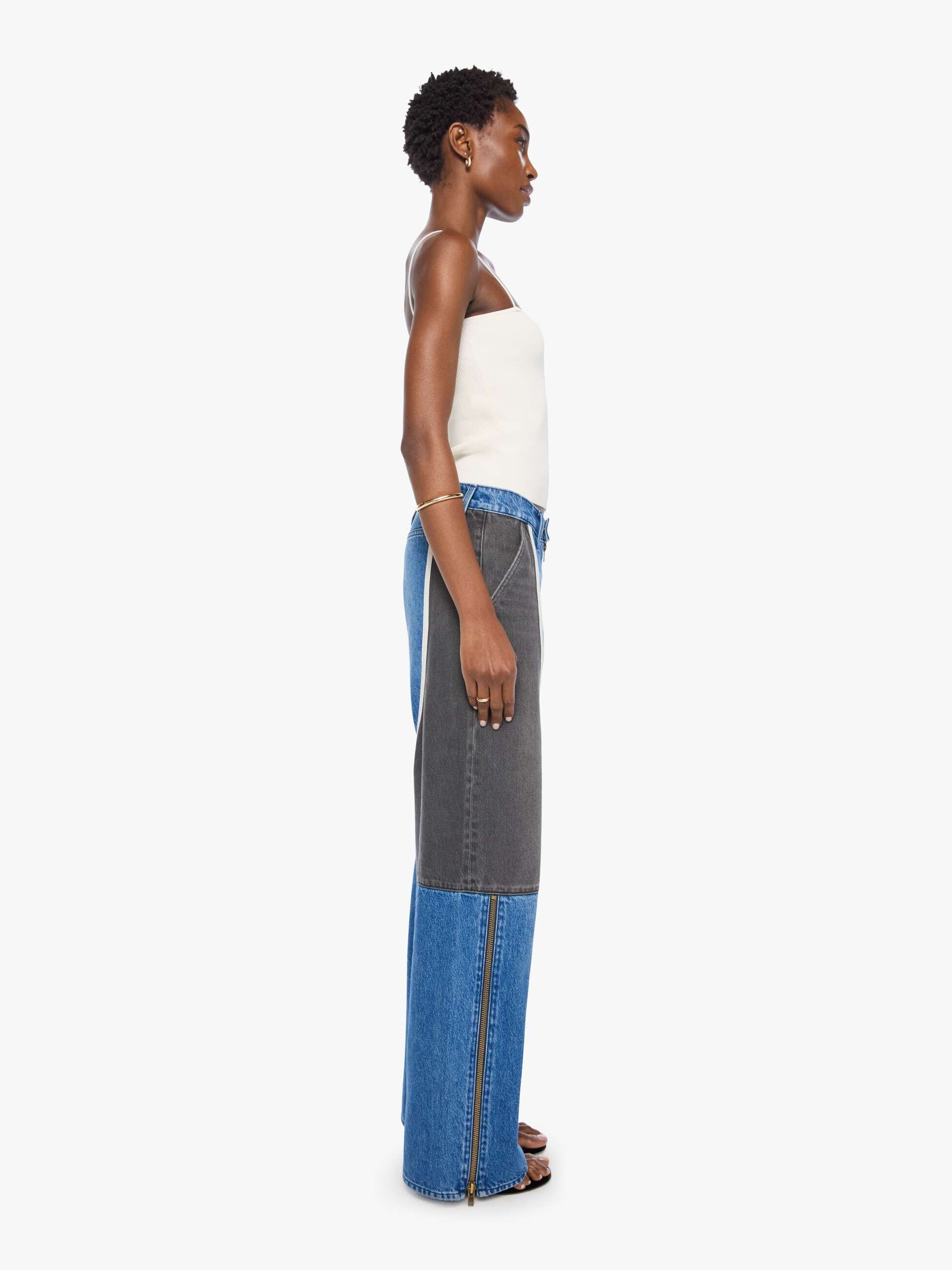 Mother SNACKS Moto Smoothie Sneak Jeans Quik Blau Wide Leg