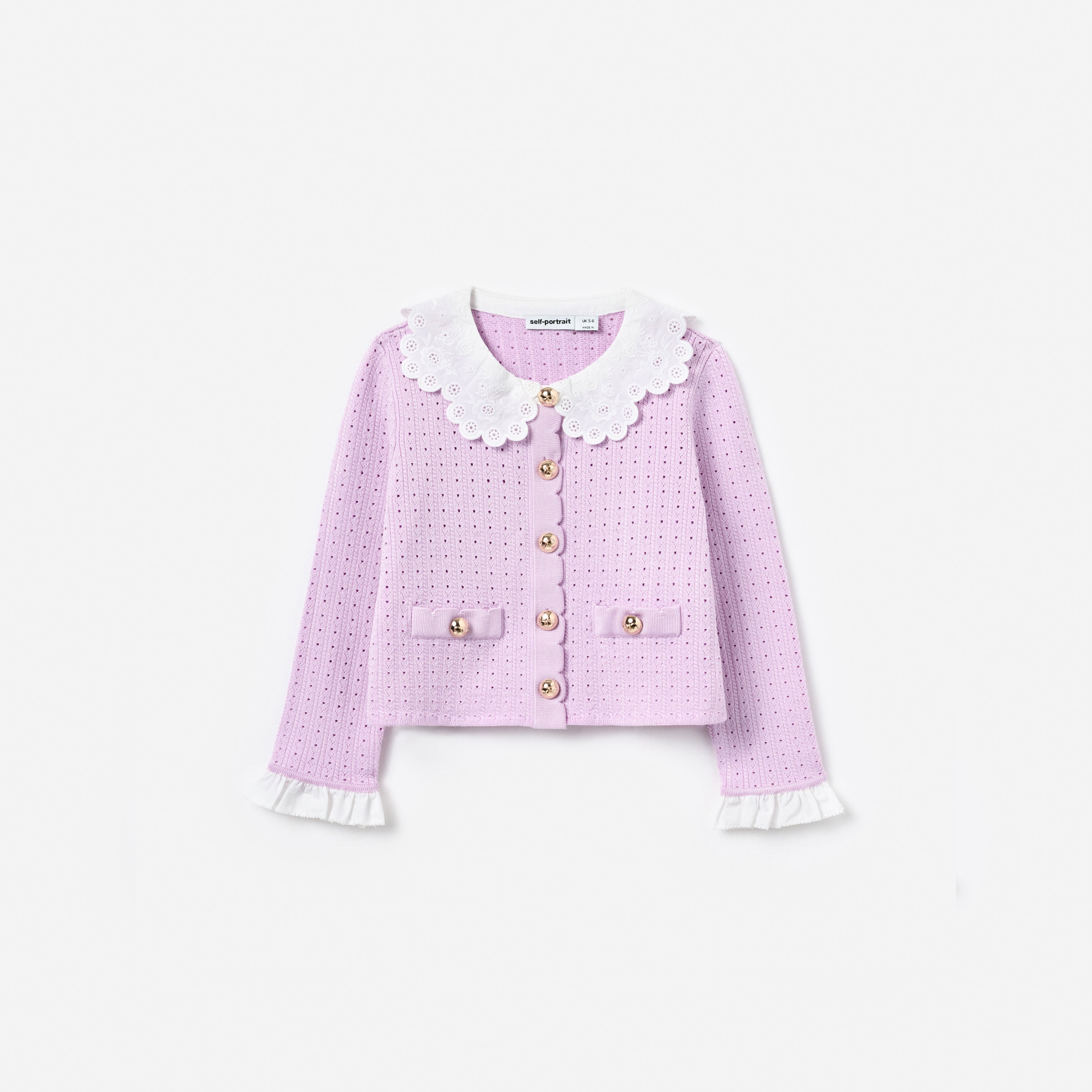 Self Portrait Pink Pointelle Cardigan Strickjacke Rosa 7/8