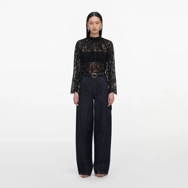 Self Portrait Tops Black Lace Blouse Bluse schwarz