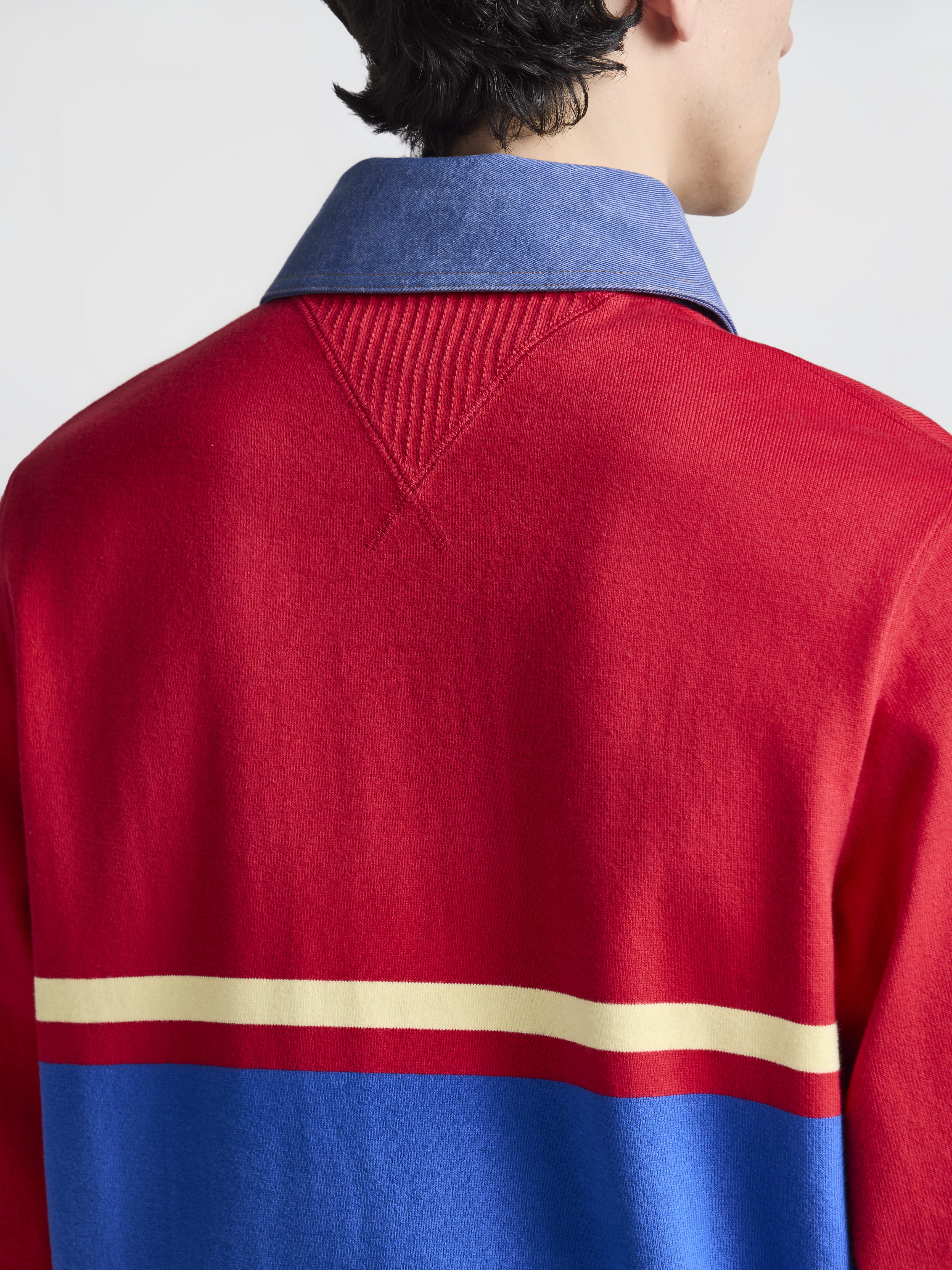 J.W.Anderson T-Shirts Contrast Collar Rugby Polo Polohemd Rot Blau