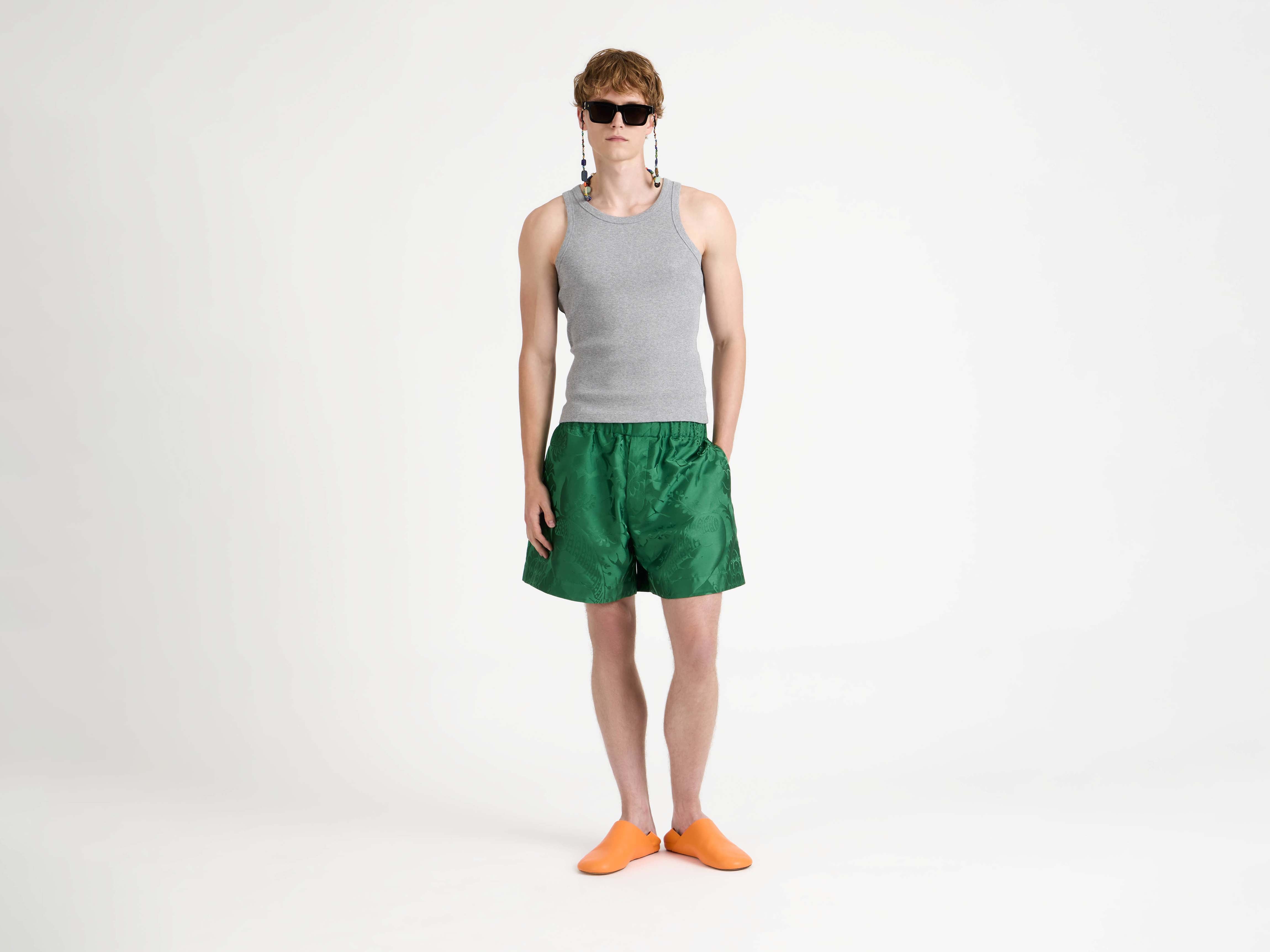 J.W.Anderson Damask Shorts Seide Herren Emerald