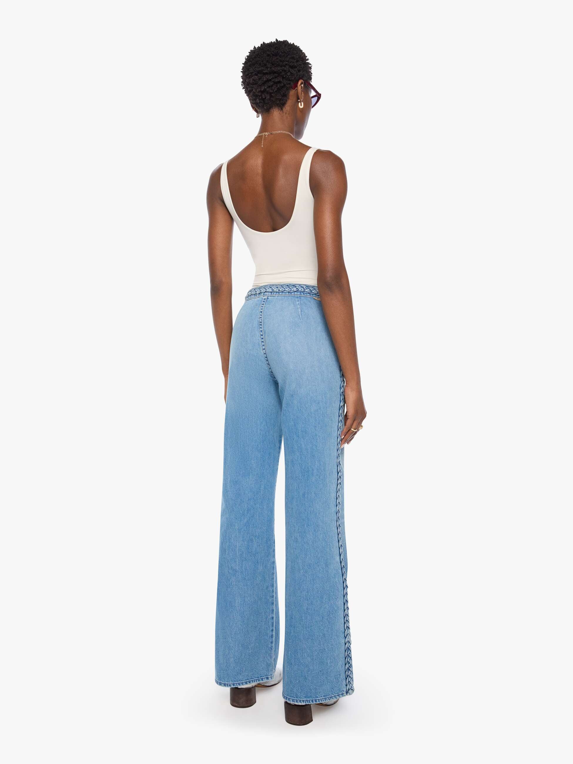 Mother The Braided Hustler Roller Sneak Jeans Tomorrow Never Knows hellblau