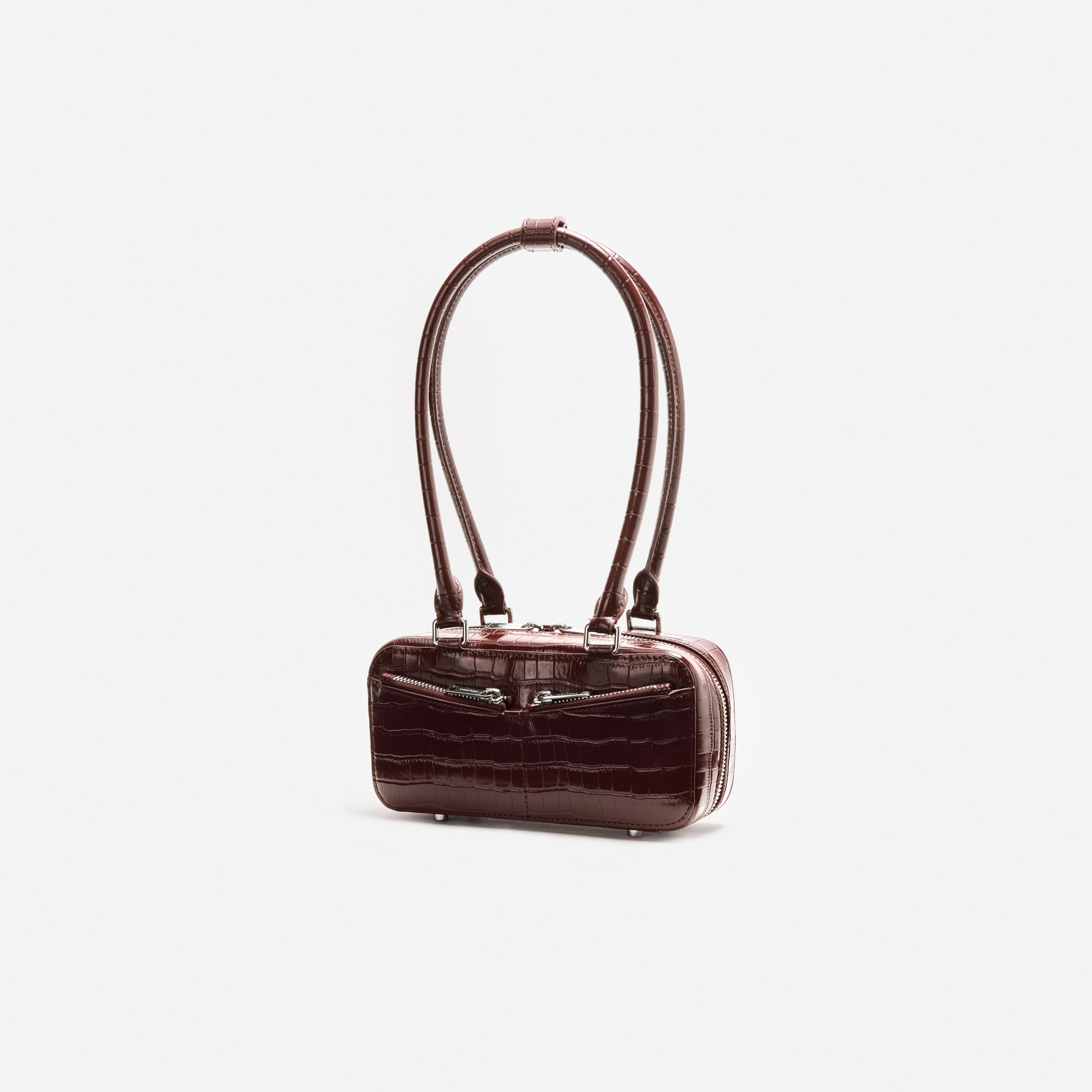 Self-Portrait Handbags Brown Croc Mini Schultertasche Braun Leder