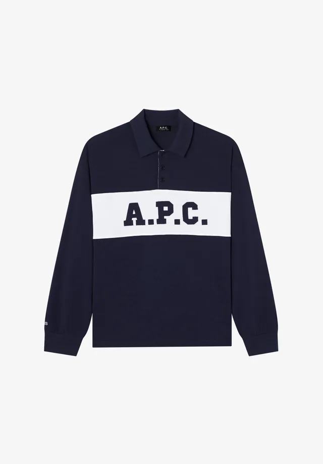 A.P.C. Rugbypolo T-Shirt marineblau Bio-Baumwolle