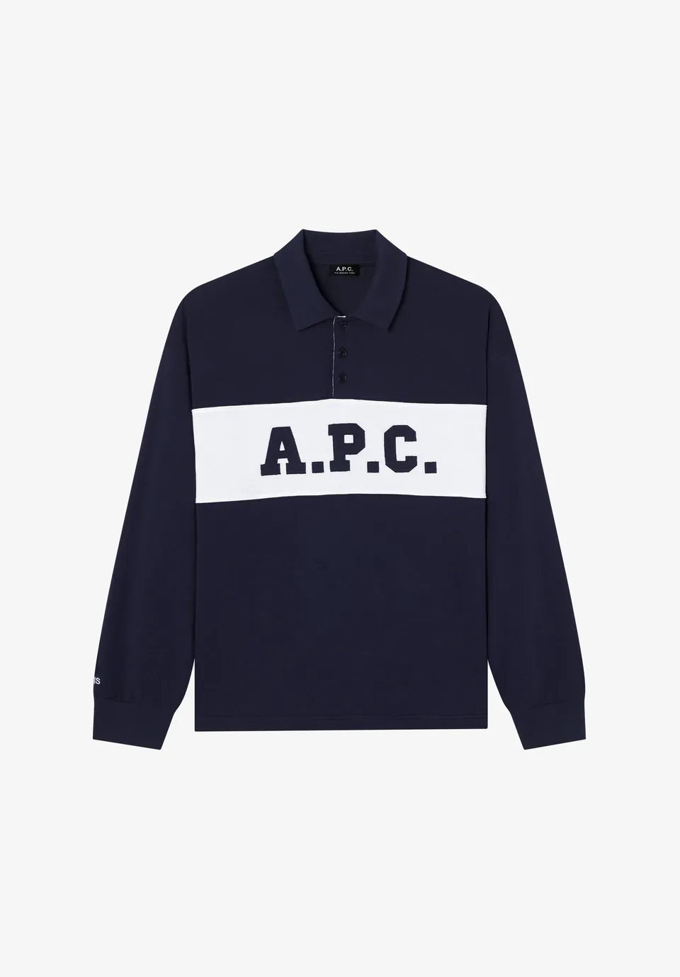 A.P.C. Rugbypolo T-Shirt marineblau Bio-Baumwolle