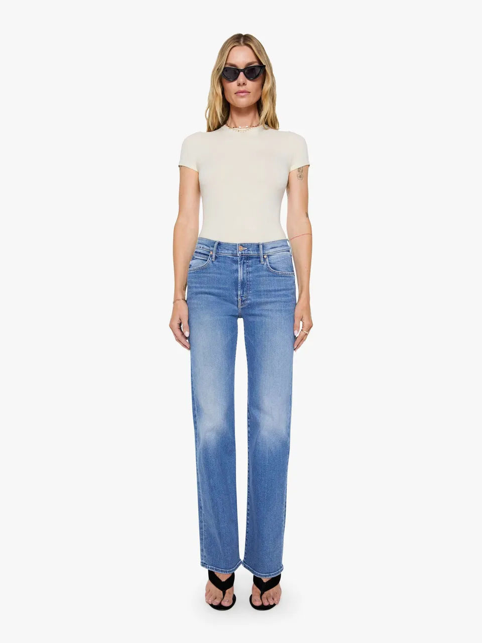 Mother The Kick It Jeans Fan Favorite mittelblau Stretch