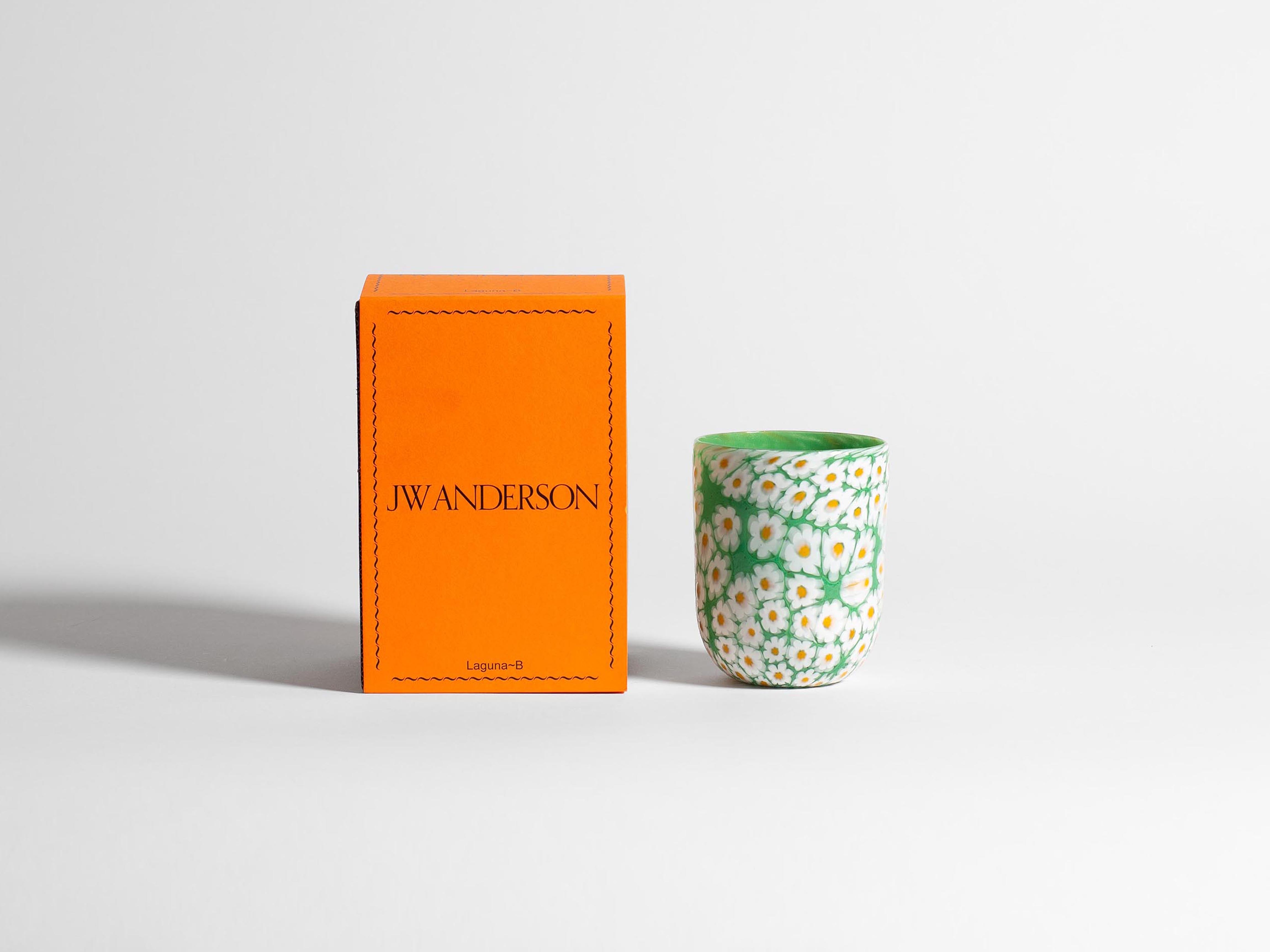 J.W.Anderson Tableware Full Murrina Glas Weiß Grün Murano Handglas