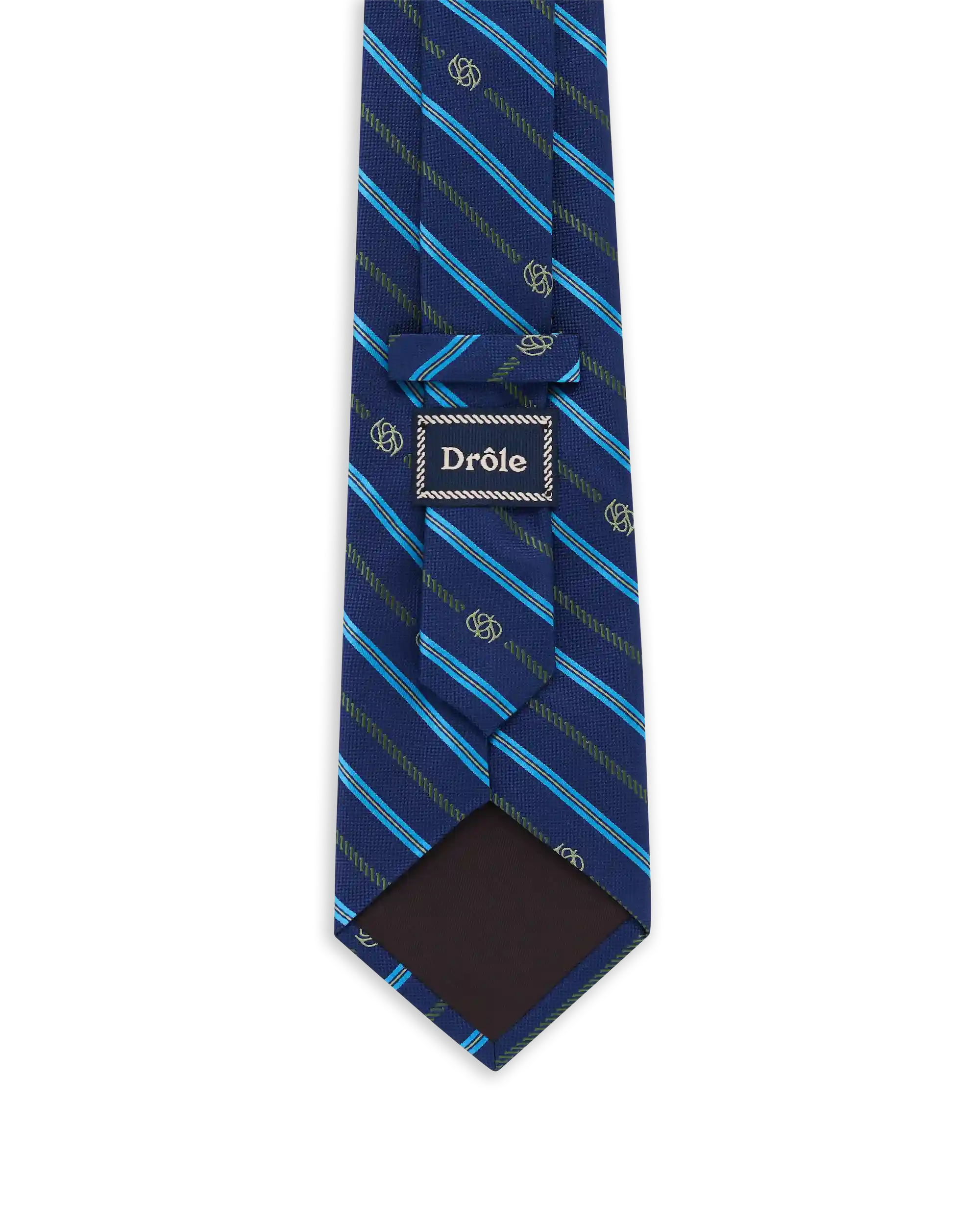 Drôle de Monsieur Silk Stripped Krawatte Blau Seide OS