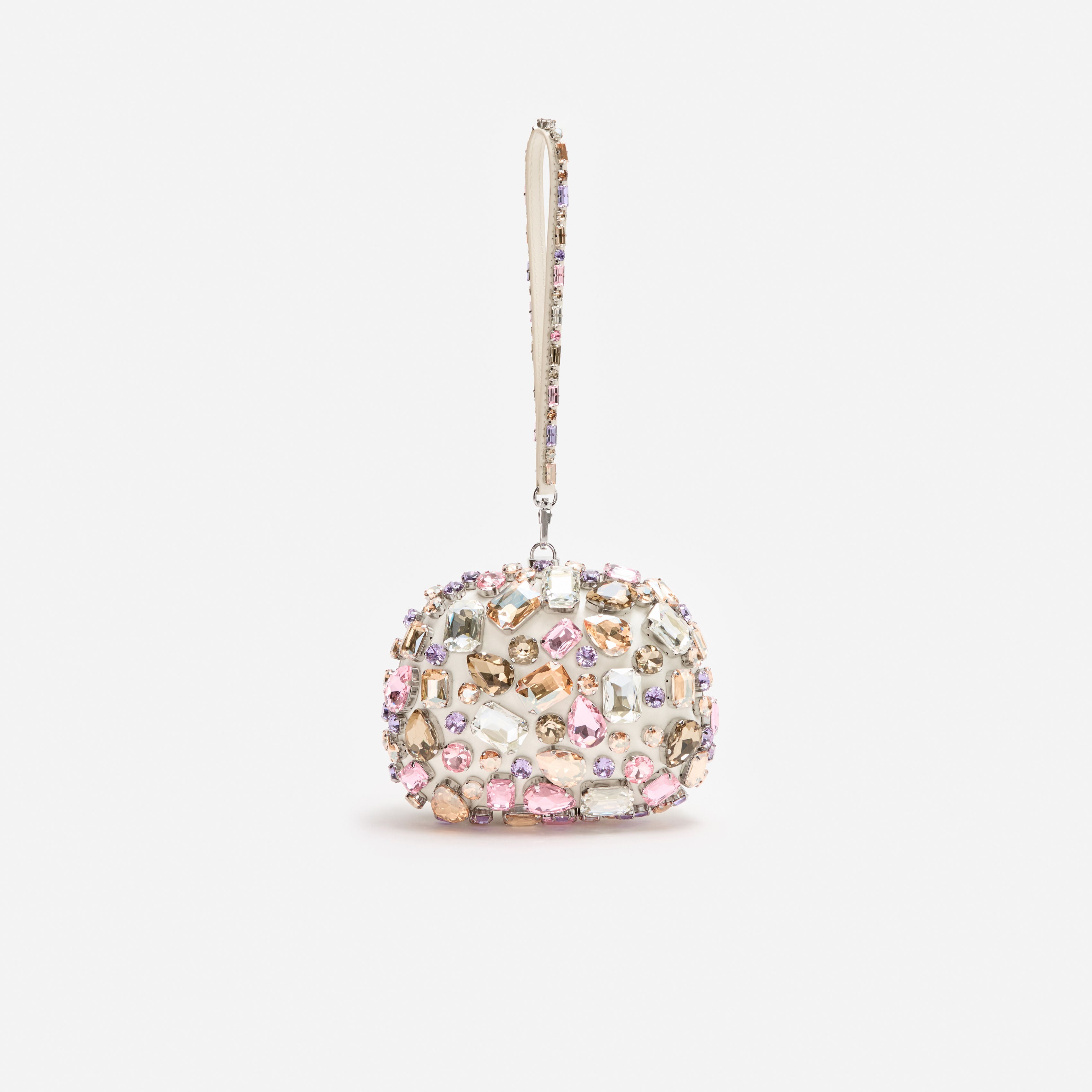 Self Portrait Multi Crystal Top Handle Clutch Satin Abendtasche