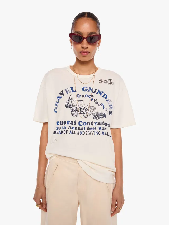 Mother The Lowdown T-Shirt Gravel Grinder Weiss Baumwolle