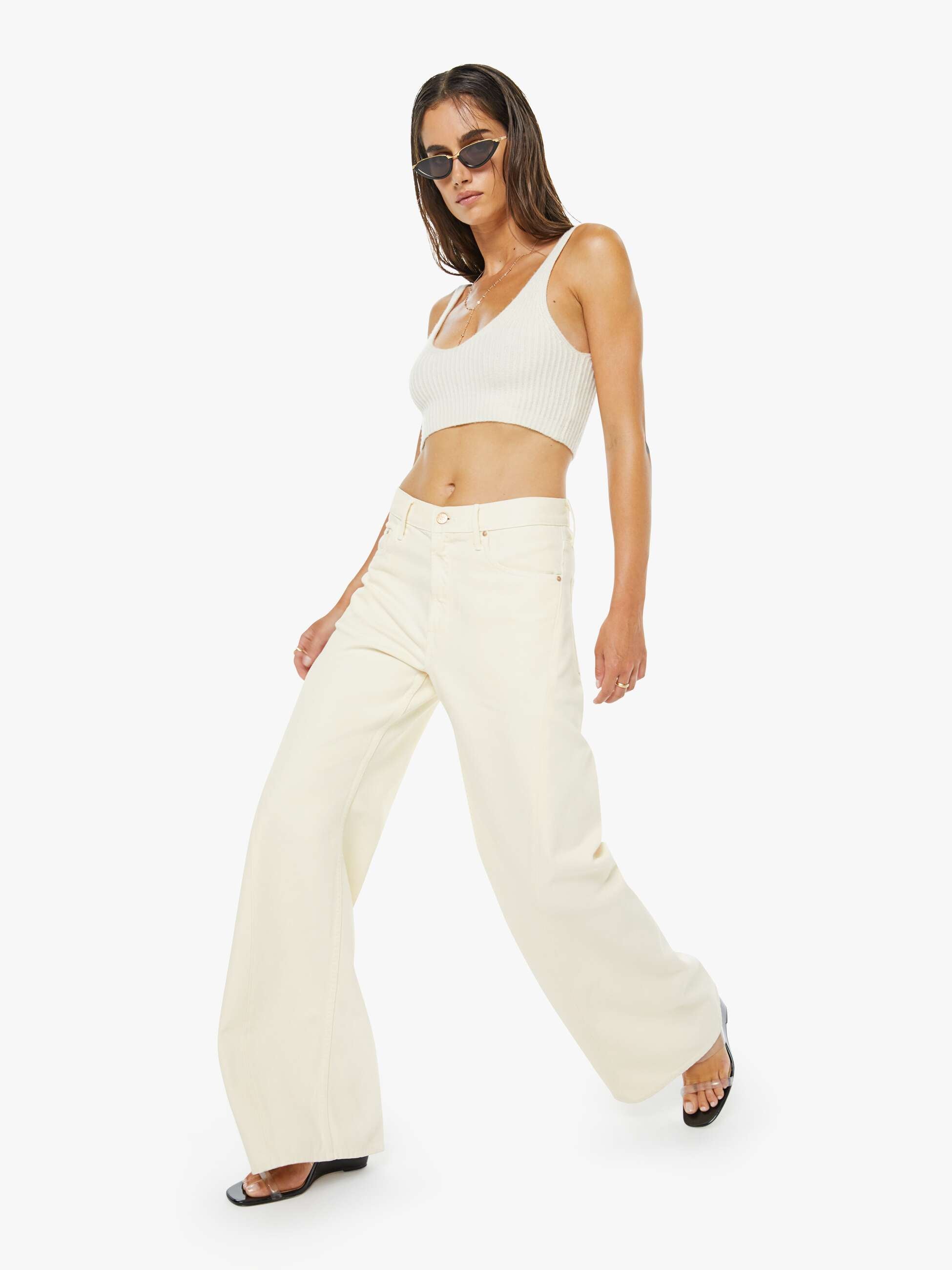Mother Denim SNACKS Lemon Twist Sneak Jeans Natural