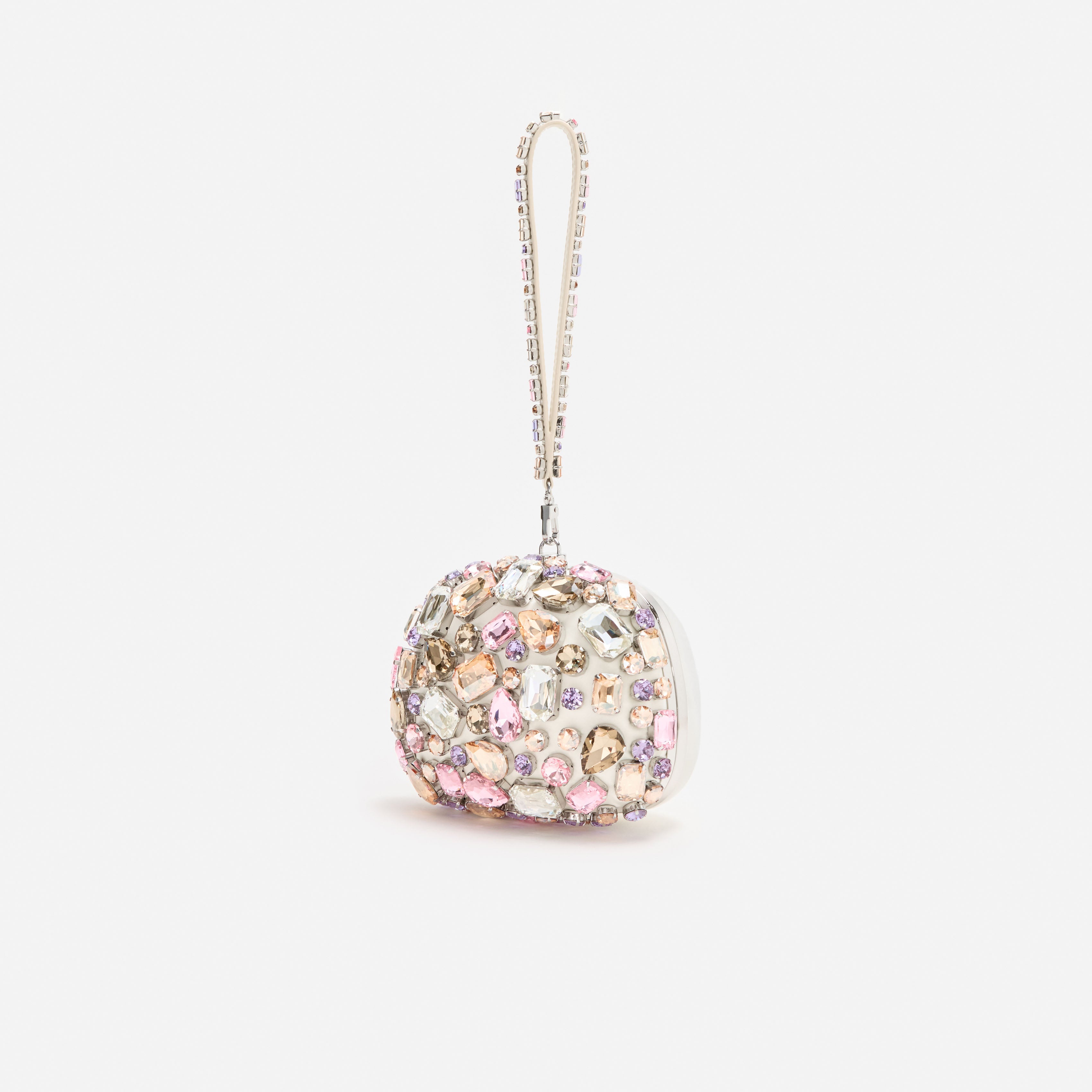 Self Portrait Multi Crystal Top Handle Clutch Satin Abendtasche