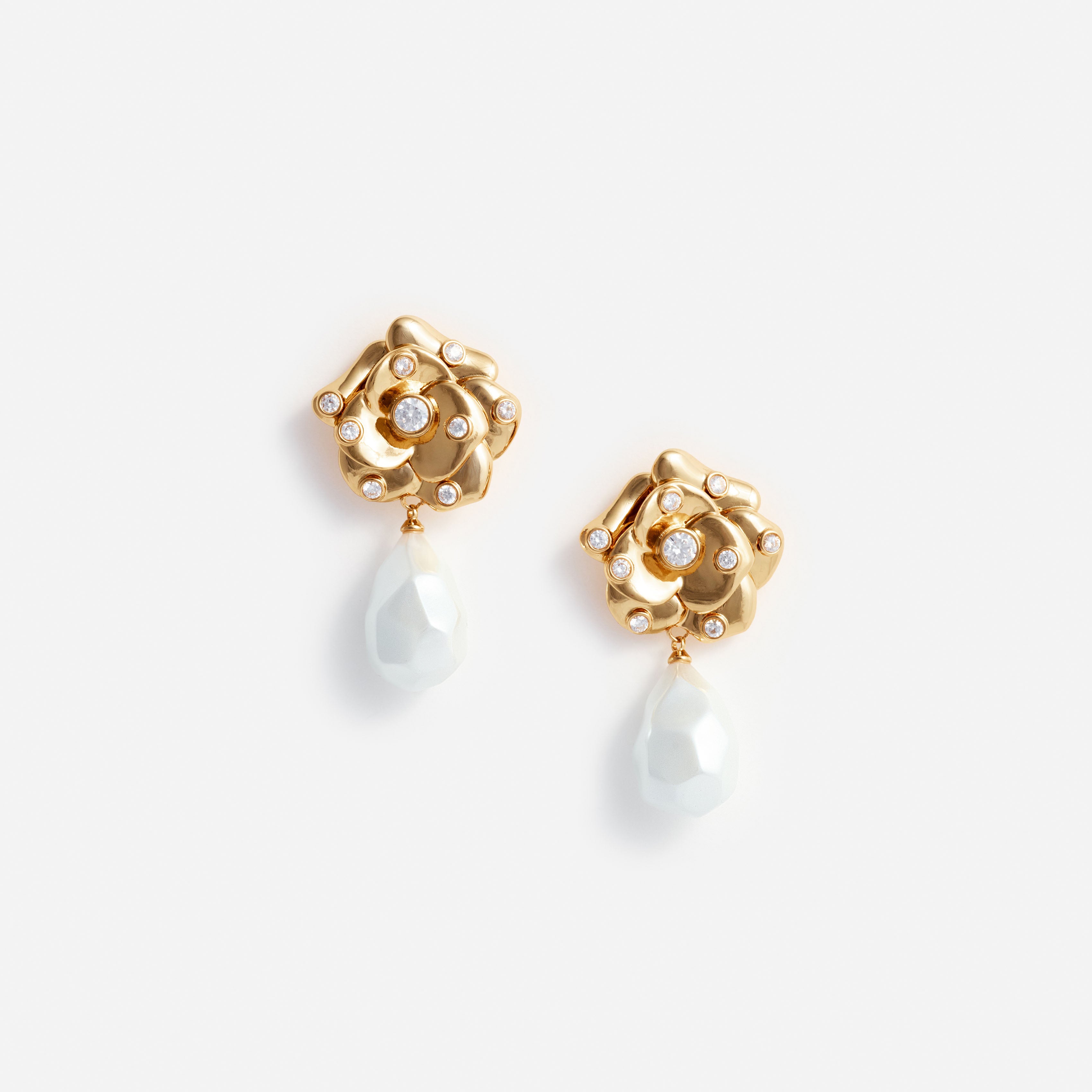 Self Portrait Gold Flower Pearl Ohrringe Gold Blume