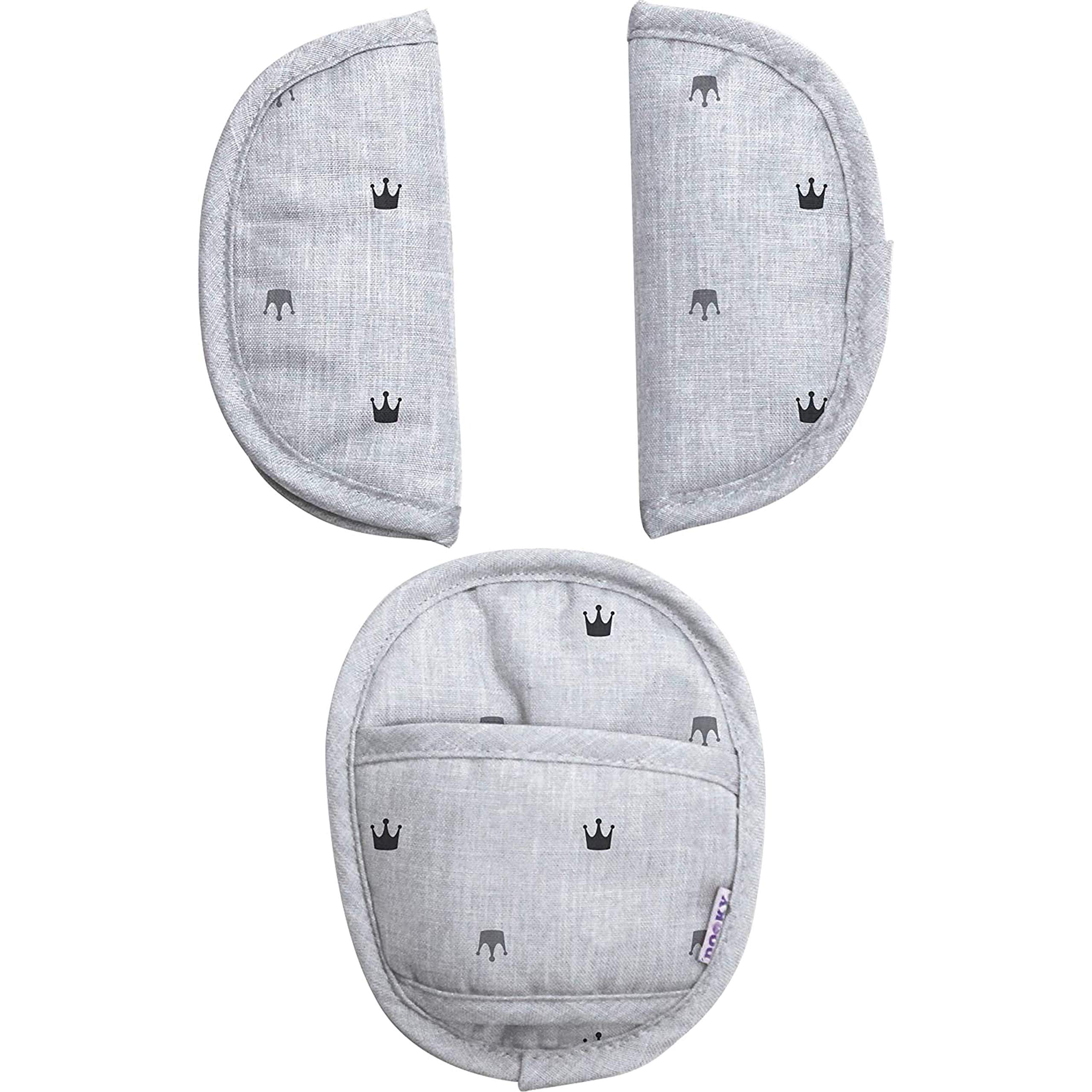 Dooky Universal Pads Gurtpolster Crowns Grau 3er Set