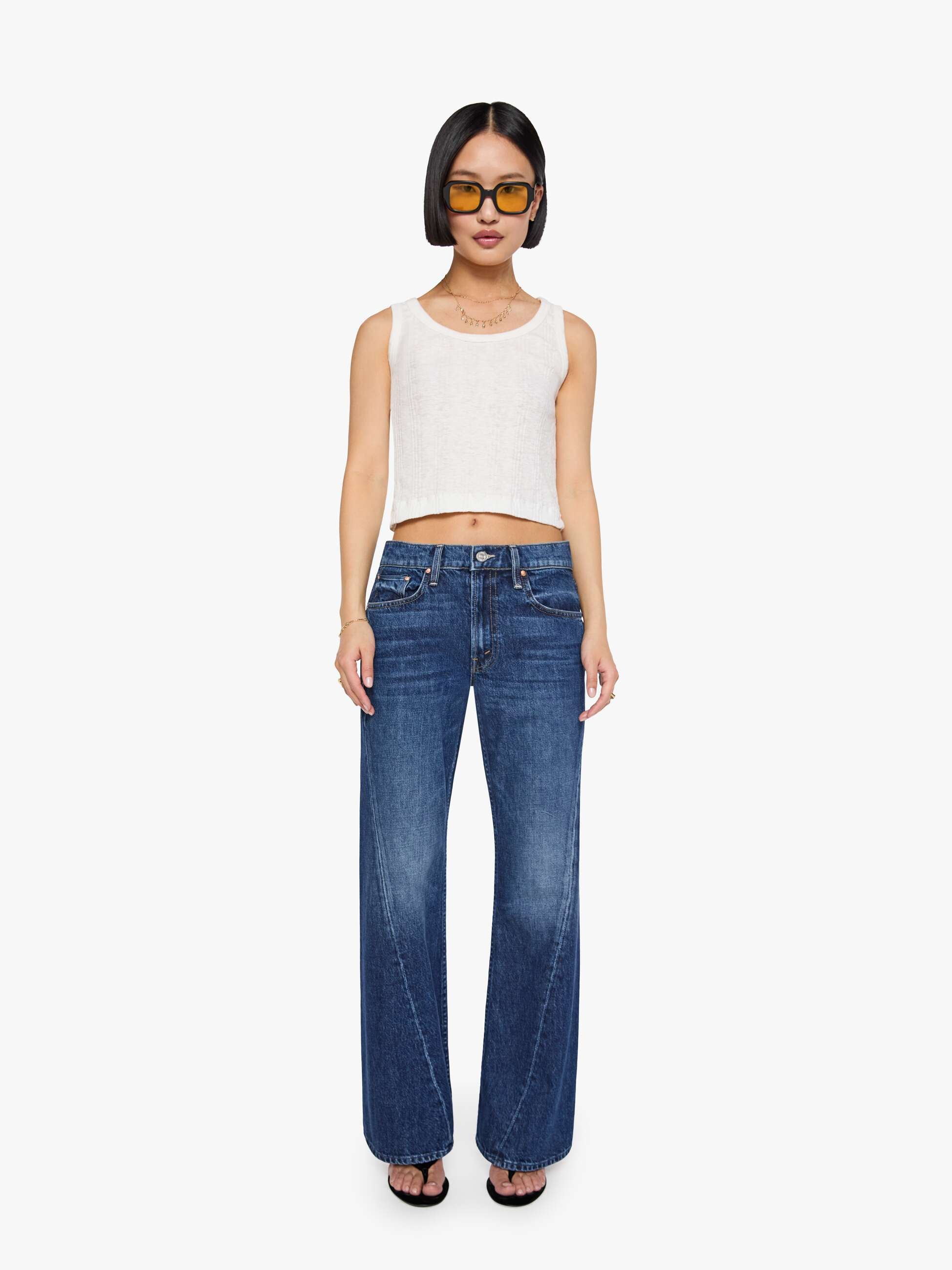Mother Lil Bookie Twist Sneak Jeans Dunkelblau Bootcut