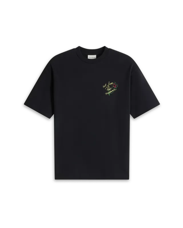 Drôle De Monsieur Esquisse Slogan T-Shirt Schwarz Baumwolle