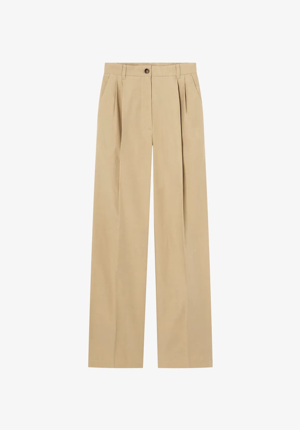 A.P.C. Hose Beige Weit Bio-Baumwolle Gr. 38 Mittelhoch